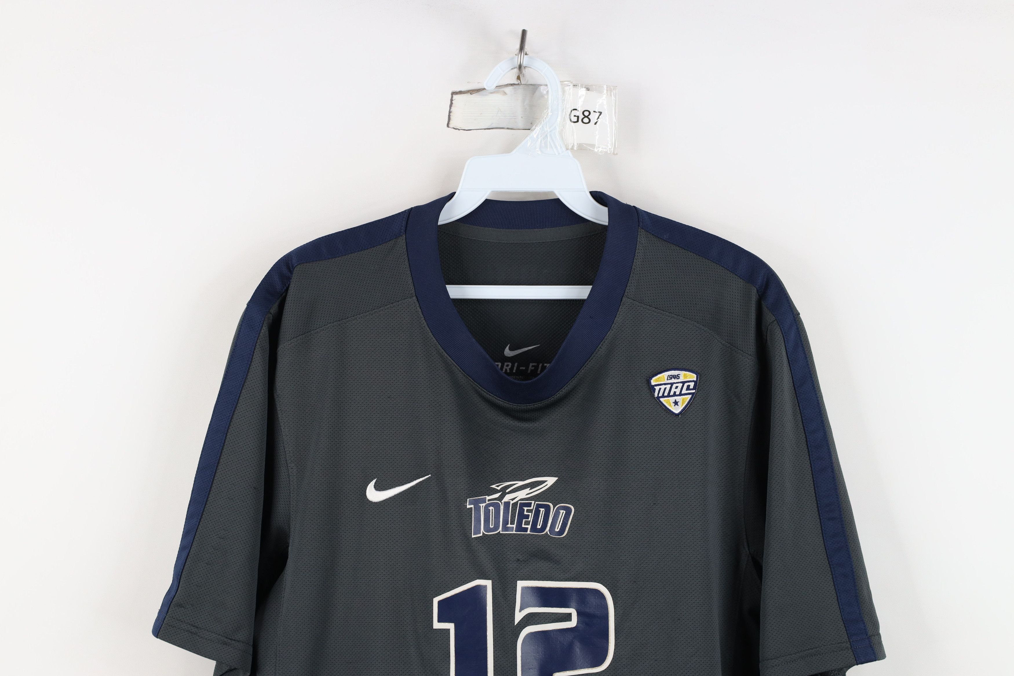 Nike Nike Game Worn University of Toledo Soccer Jersey Gray #12 Size US S / EU 44-46 / 1 - 2 Thumbnail