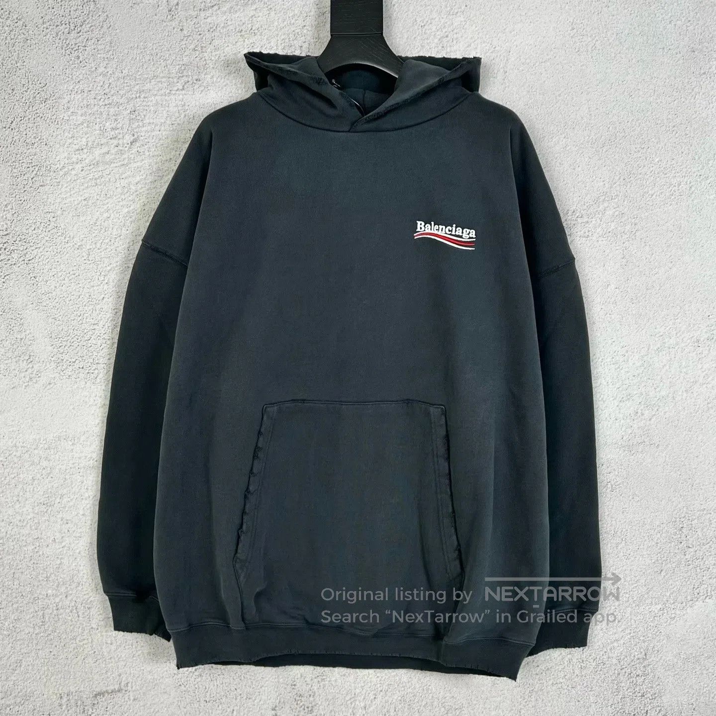 Balenciaga Balenciaga Cola Wave Letter Embroidered Hoodie in Water Gr Size US M / EU 48-50 / 2 - 1 Thumbnail
