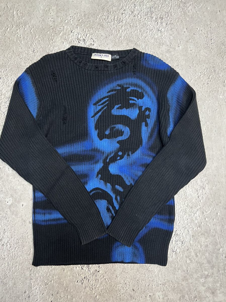 Diesel × Japanese Brand × Vintage Vintage Y2K Dragon gothic Distressed Faded Effect sweater Size US L / EU 52-54 / 3 - 7 Thumbnail