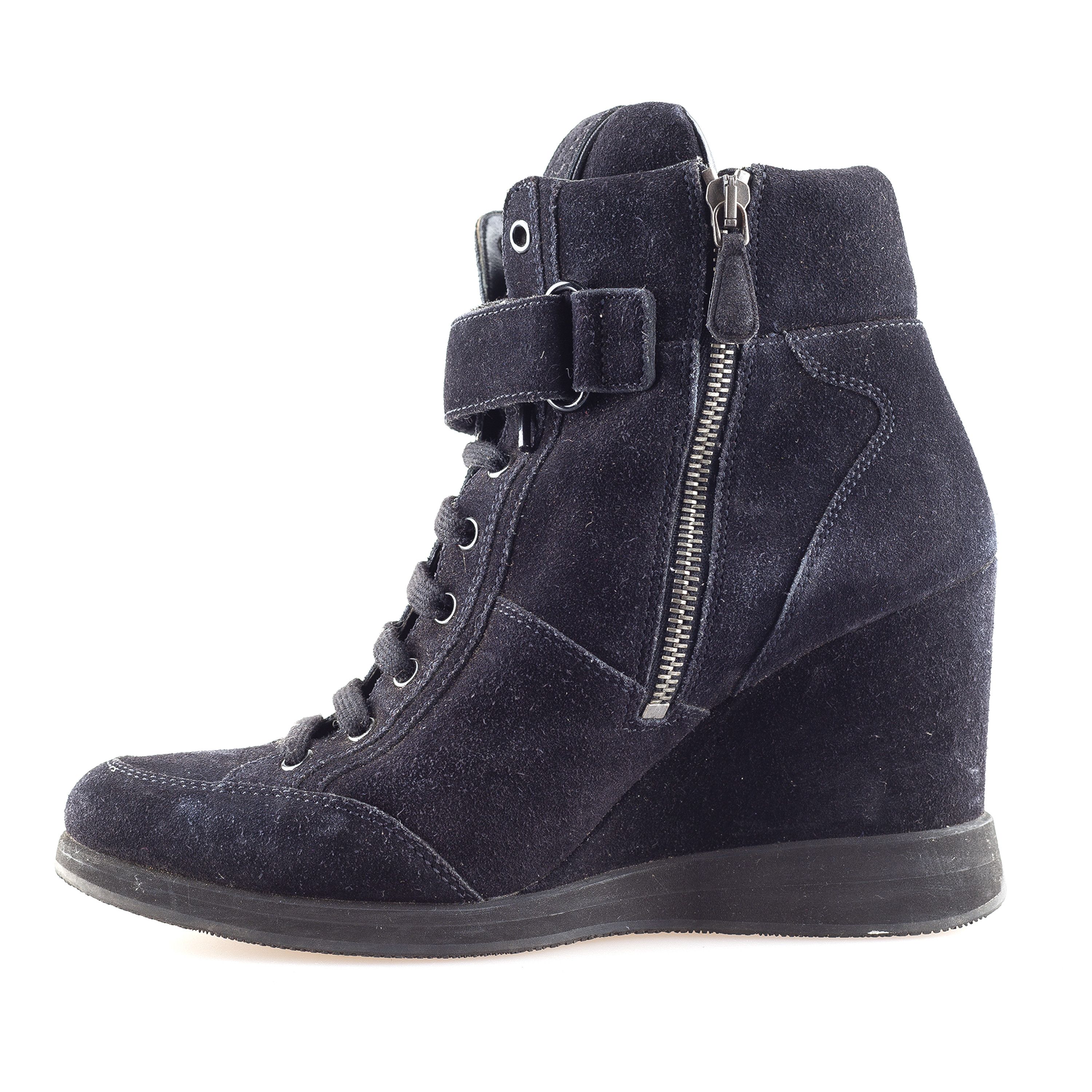 Prada Prada Navy Vintage Wedge Sneakers (38 IT / 39 EU) Size US 8 / IT 38 - 4 Thumbnail