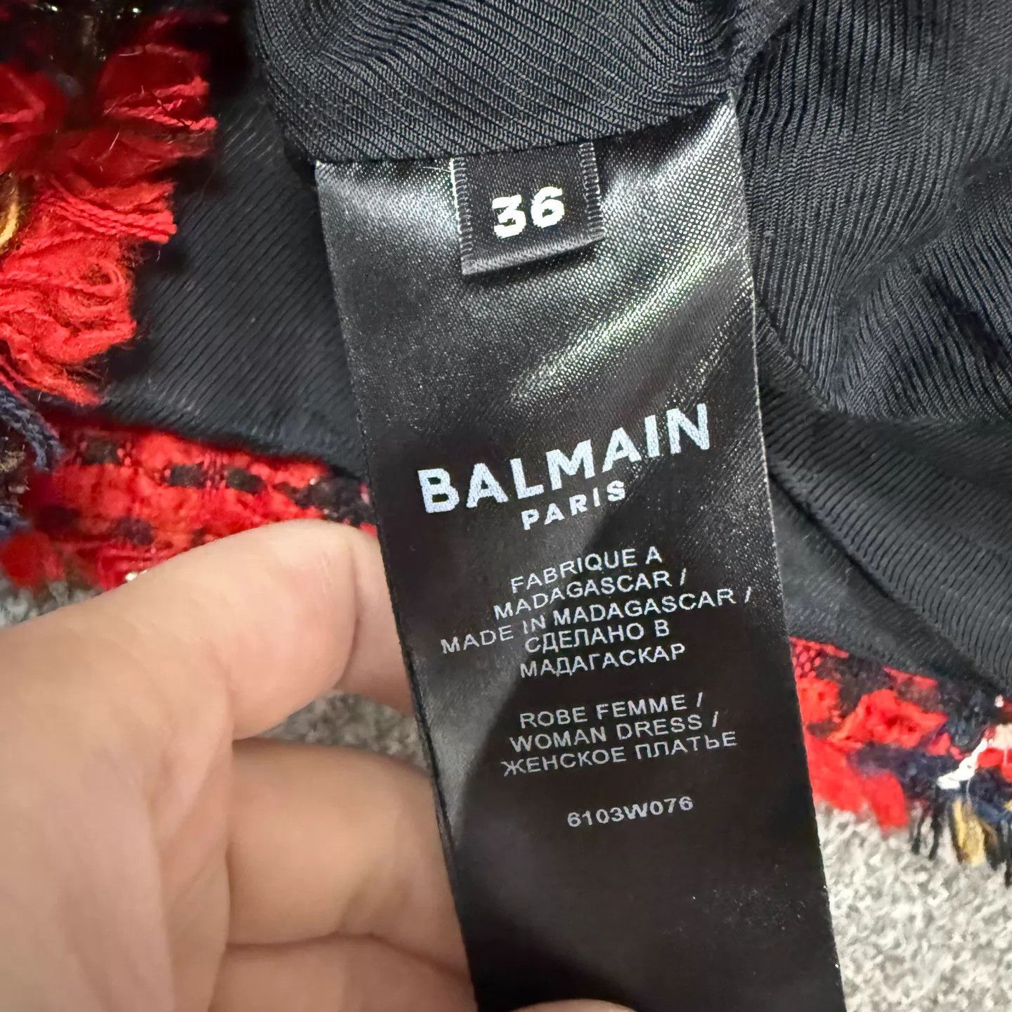 Balmain Balmain women's Red Check Dress 36 FR 99 New Size XS / US 0-2 / IT 36-38 - 4 Thumbnail