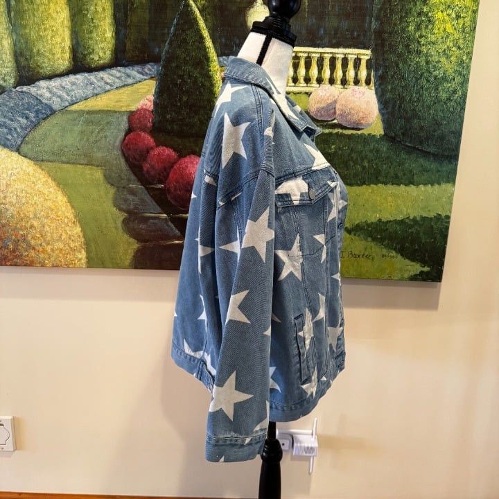 Other Altar'd State Women's Star Denim Jacket Blue Geometric Size Size L / US 10 / IT 46 - 5 Thumbnail