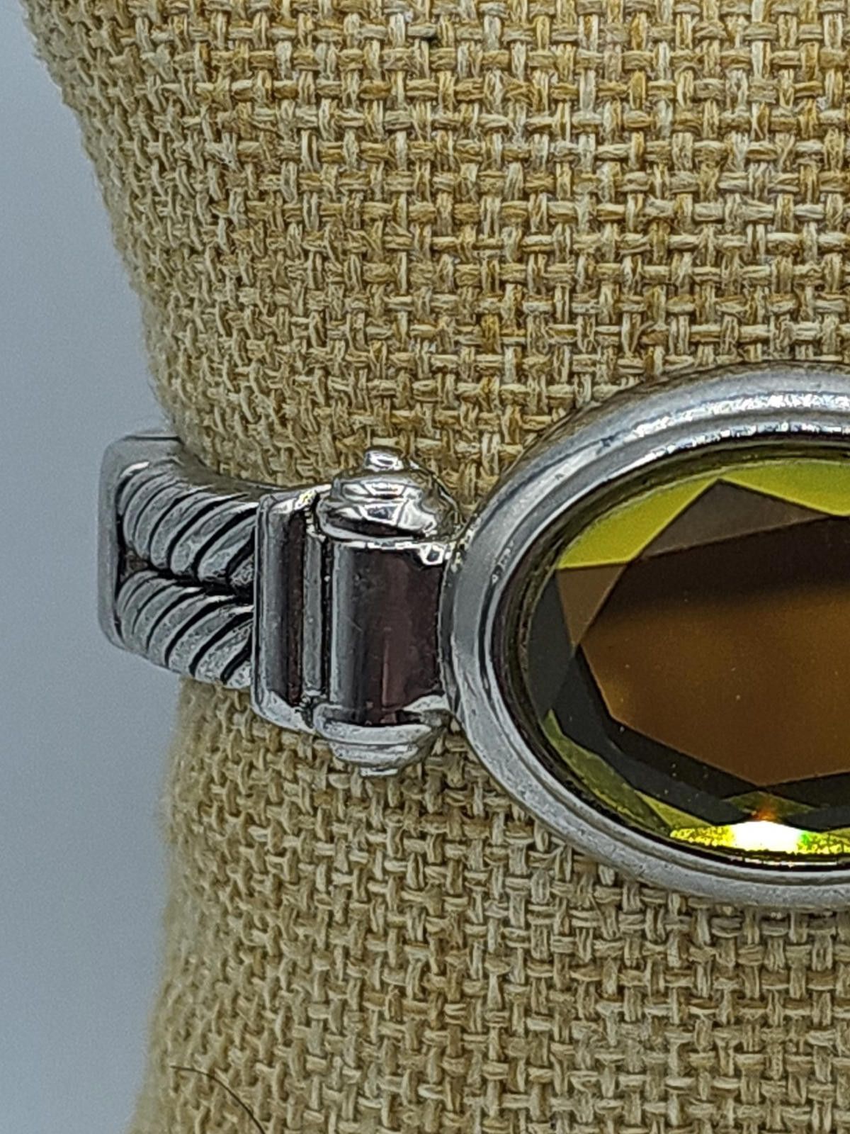 The Unbranded Brand Large Faceted Stone, Silvertone, Clamp Bangle 6.75" Size ONE SIZE - 3 Thumbnail