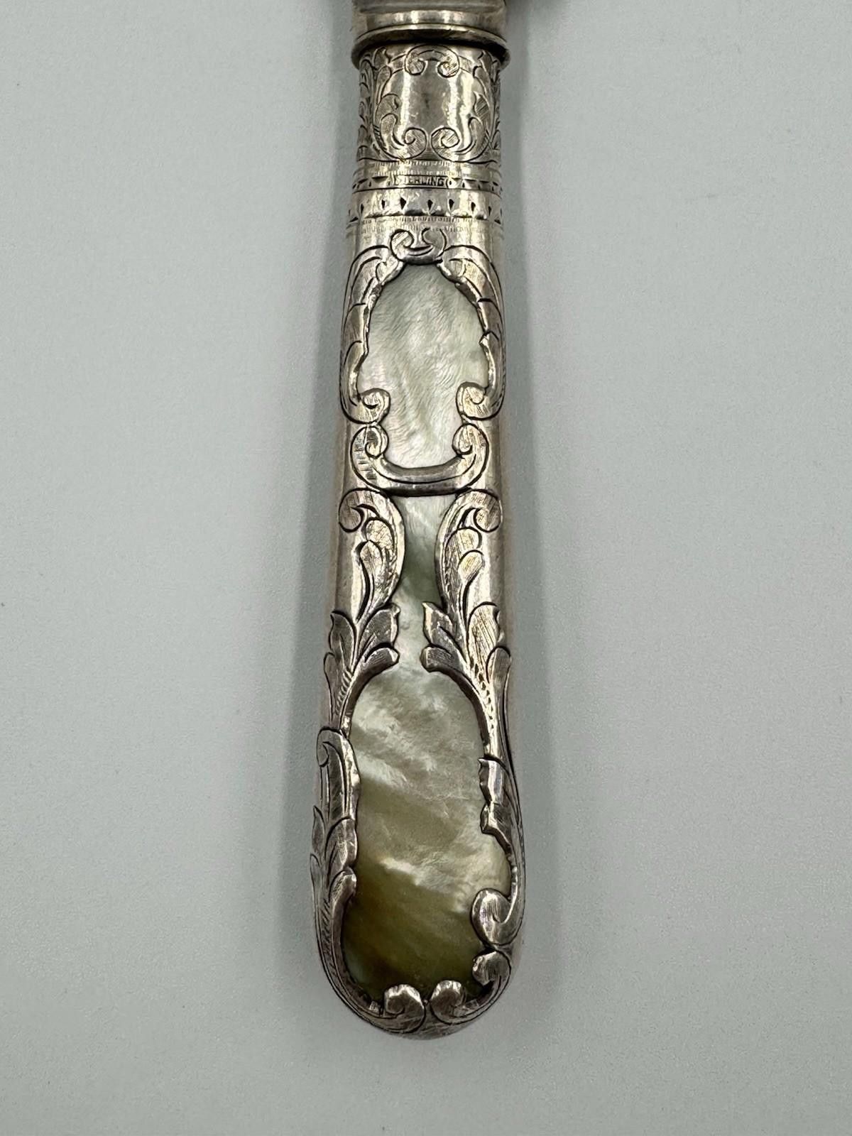 Other Victorian Mother of Pearl Fruit Cake Bread Knife Sterling Si Size ONE SIZE - 8 Thumbnail