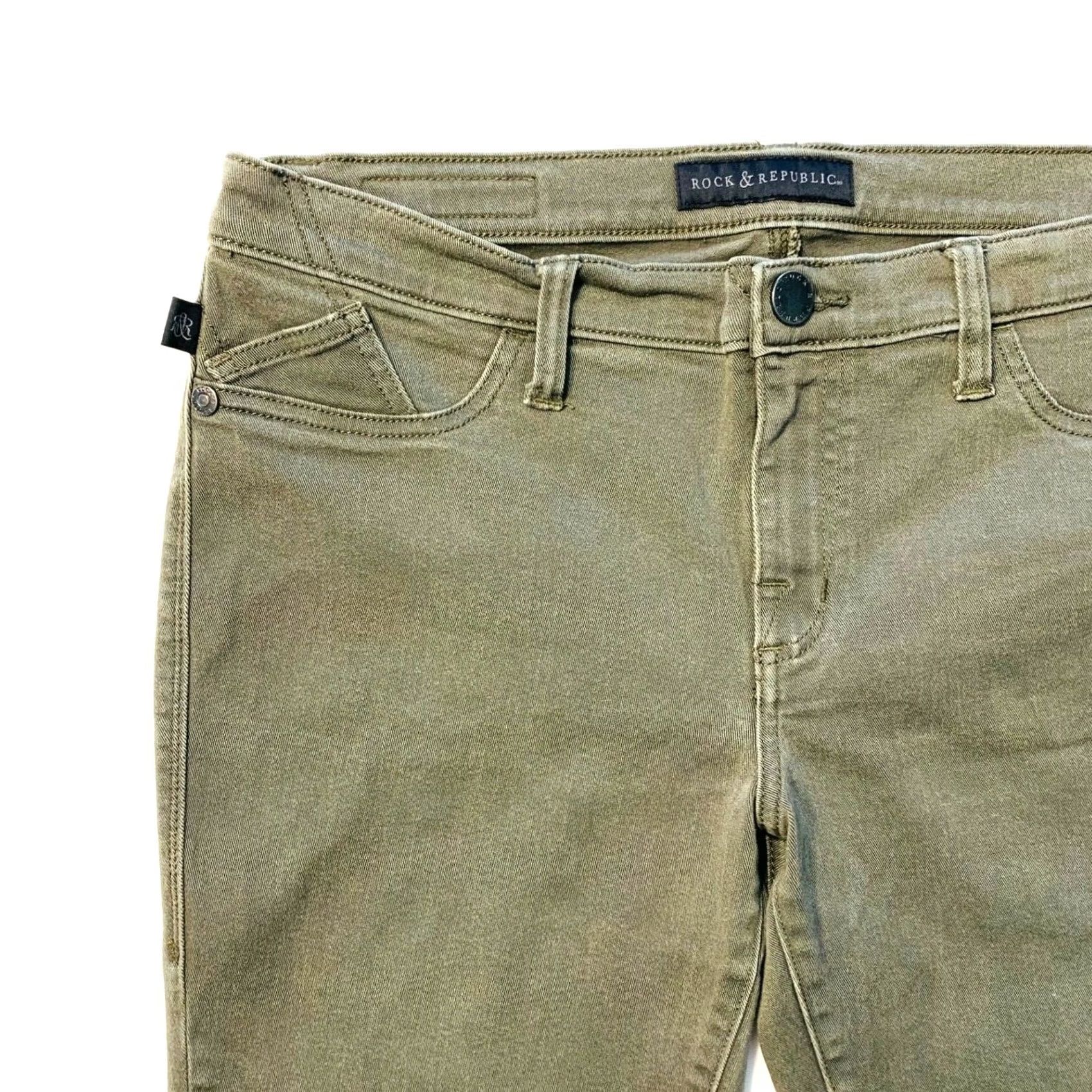 Vintage Rock & Republic Kashmiere Stretch Skinny Jeans Jegging Army Green Womens 14M EUC Size 36" / US 14 / IT 50 - 7 Thumbnail
