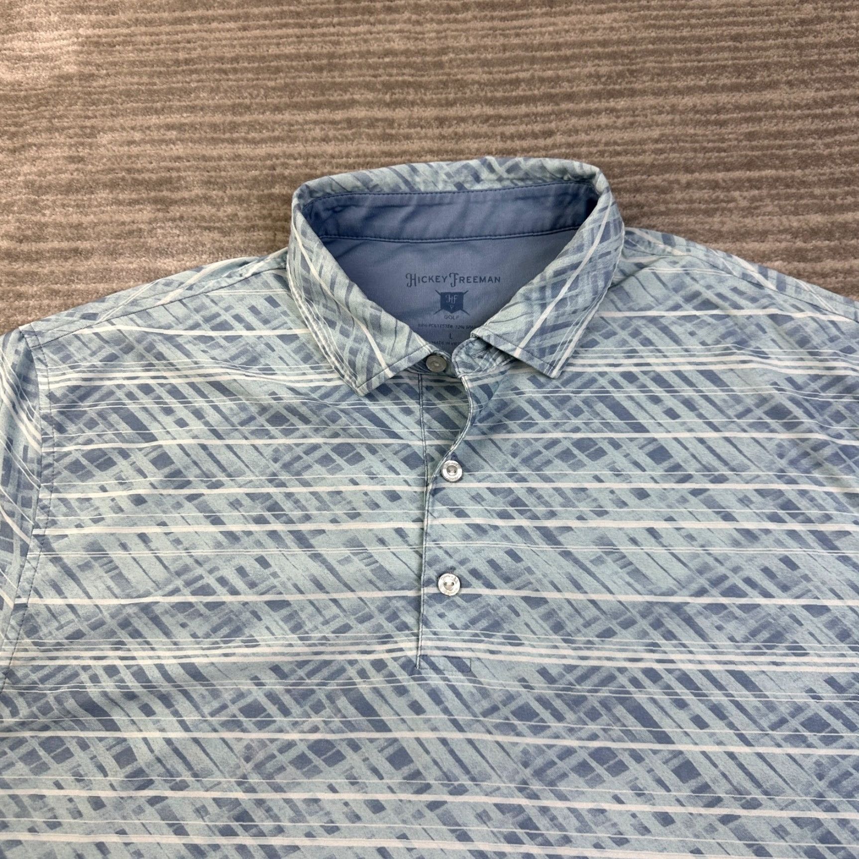Vintage Hickey Freeman Polo Shirt Mens Large Blue Striped Golf Stretch Lightweight Size US L / EU 52-54 / 3 - 3 Thumbnail
