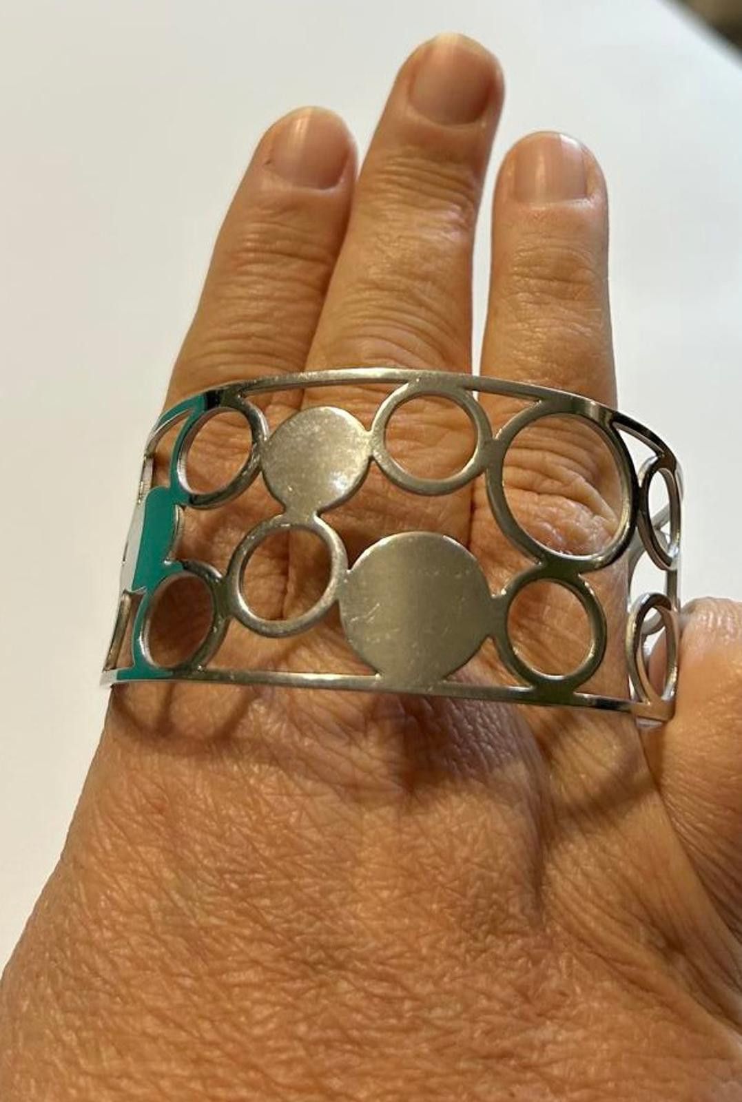 Designer Chisel Stainless Steel Cuff ⚪ Geometric Statement Bracelet Size ONE SIZE - 6 Thumbnail