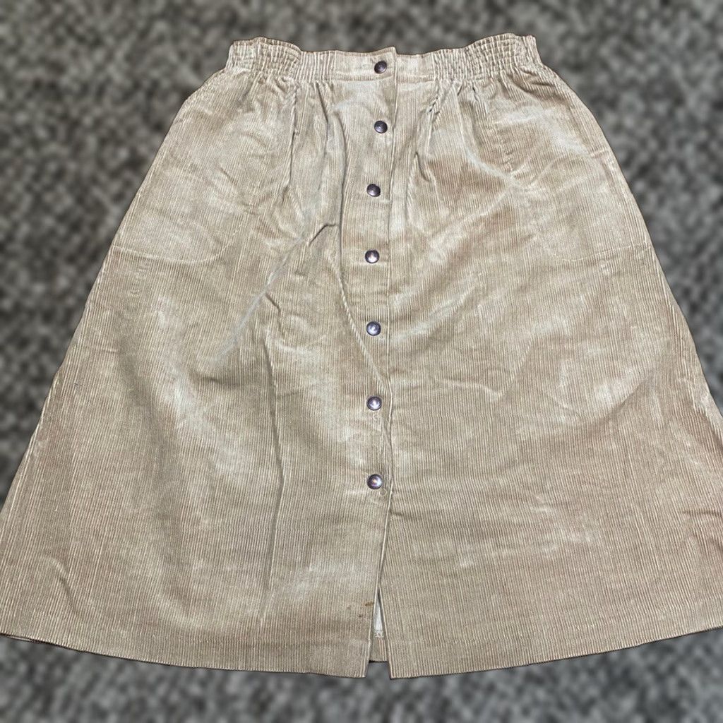 VINTAGE Unbranded Women's Corduroy Button-Up Midi Skirt Size 18 Brown with Pockets