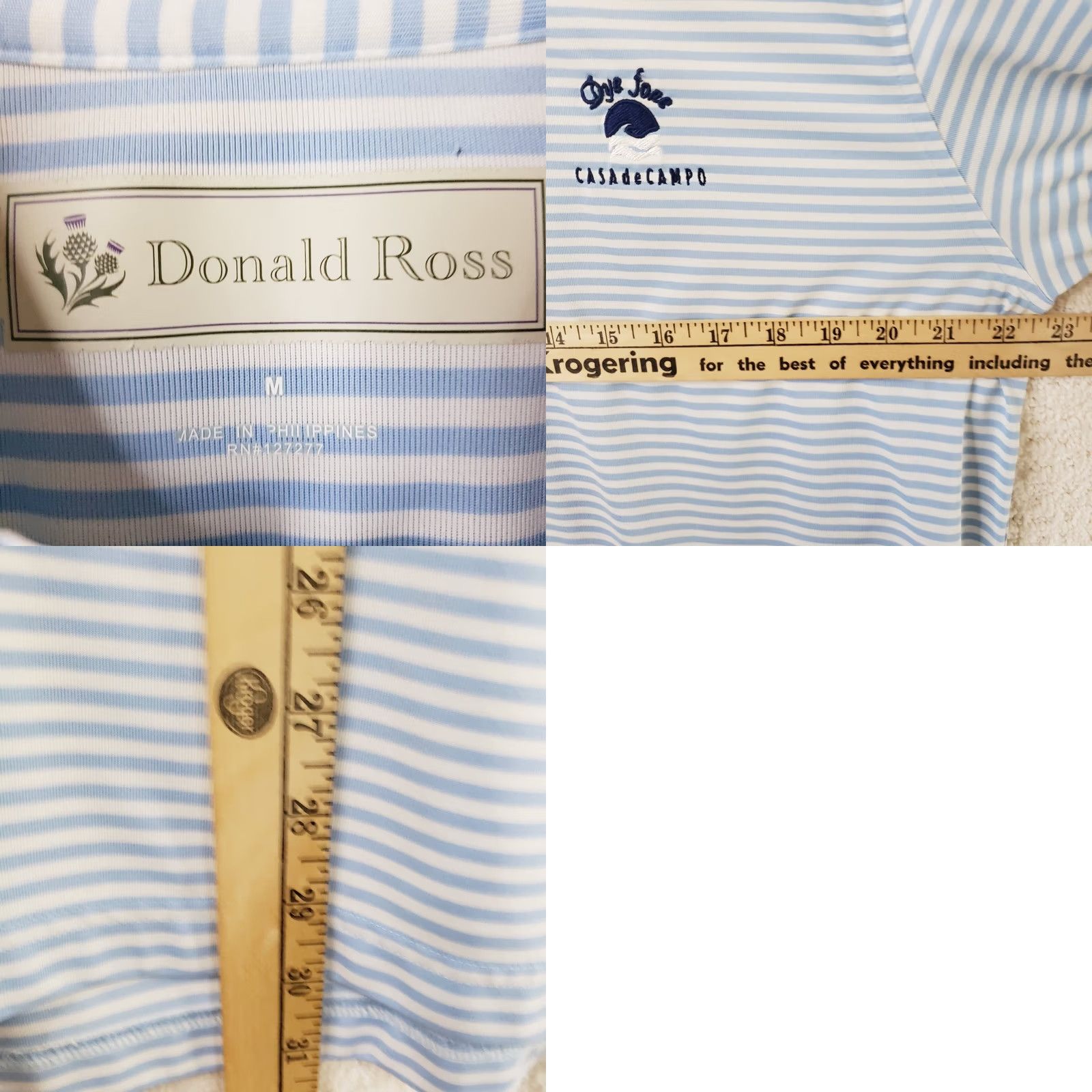 Vintage Donald Ross Polo Shirt Striped Blue White M Men Short Sleeve Golf Casual Shirt Polo Size US M / EU 48-50 / 2 - 9 Thumbnail