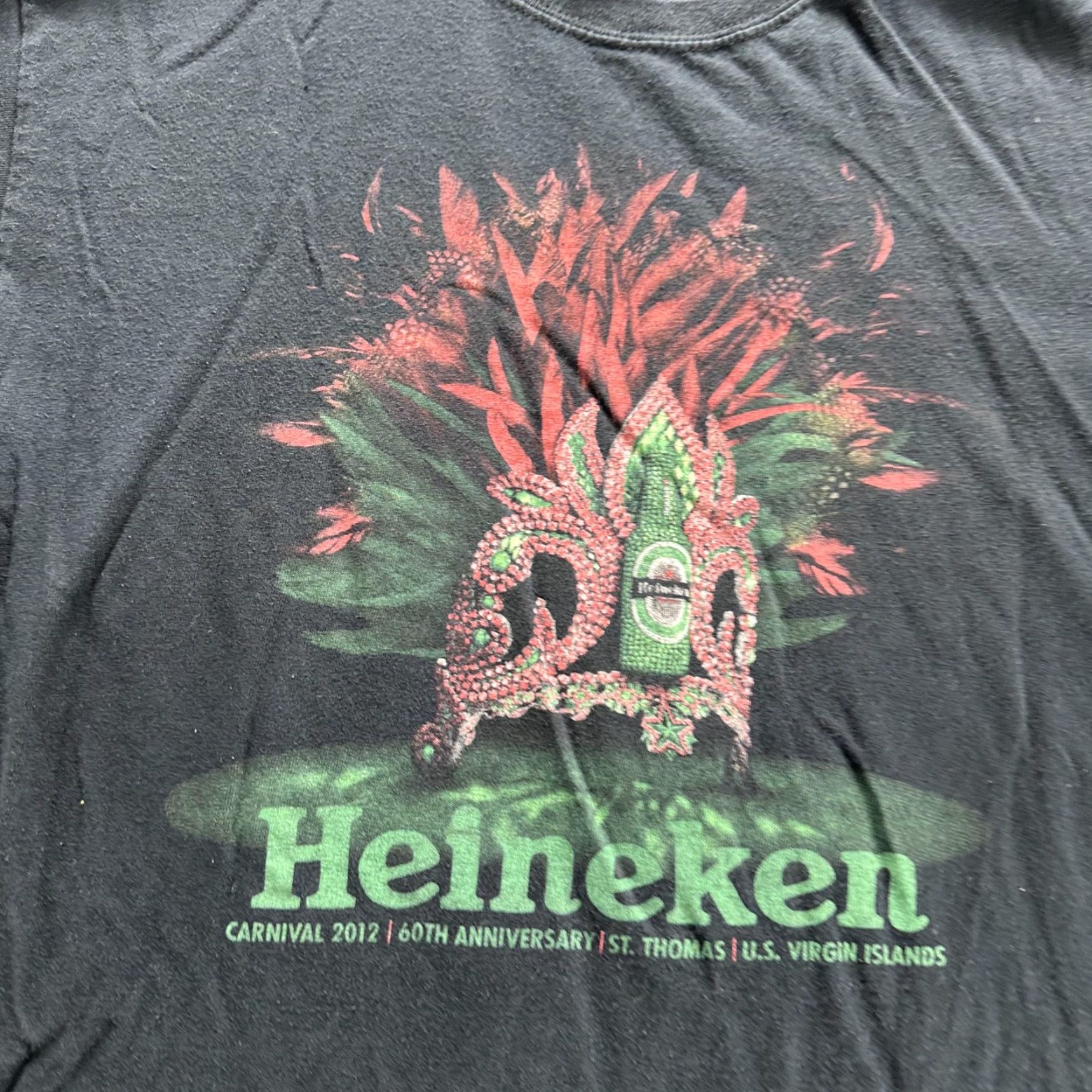 Gildan Heineken Shirt Medium Black St Thomas US Virgin Islands Carnival 2012 Mens Size US M / EU 48-50 / 2 - 2 Thumbnail