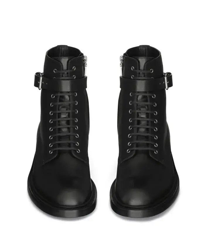 Saint Laurent Paris o1b1hav111224 Army Boots in Smooth Leather in Black Size US 8.5 / EU 41-42 - 4 Thumbnail