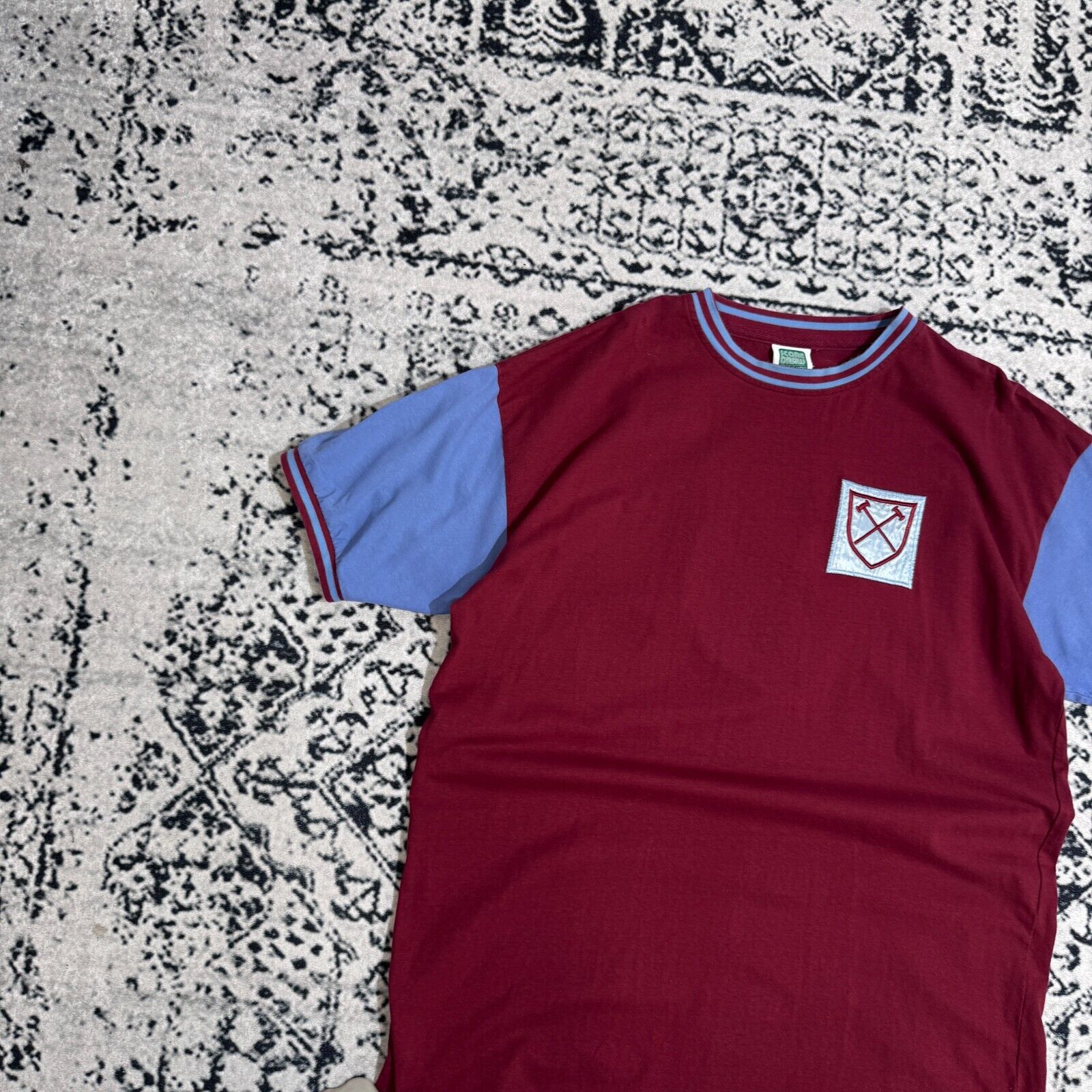 Vintage Burgundy Blue Polyester Jersey T-Shirt Size XL Westham Size US XL / EU 56 / 4 - 3 Thumbnail