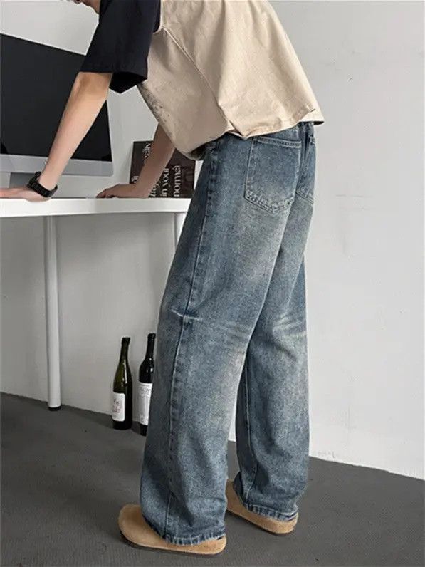 Japanese Brand Retro loose washed straight leg jeans Size US 32 / EU 48 - 5 Thumbnail