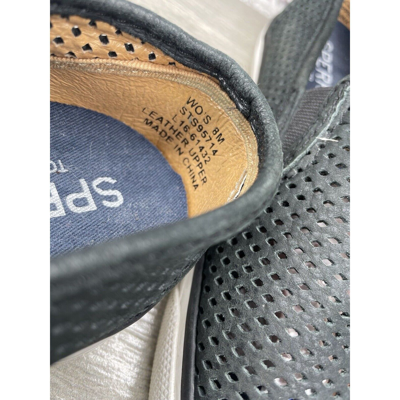 Sperry Sperry Seaside Perforated Black Suede Leather Slip On Shoes Size US 8.5 / IT 38.5 - 10 Thumbnail