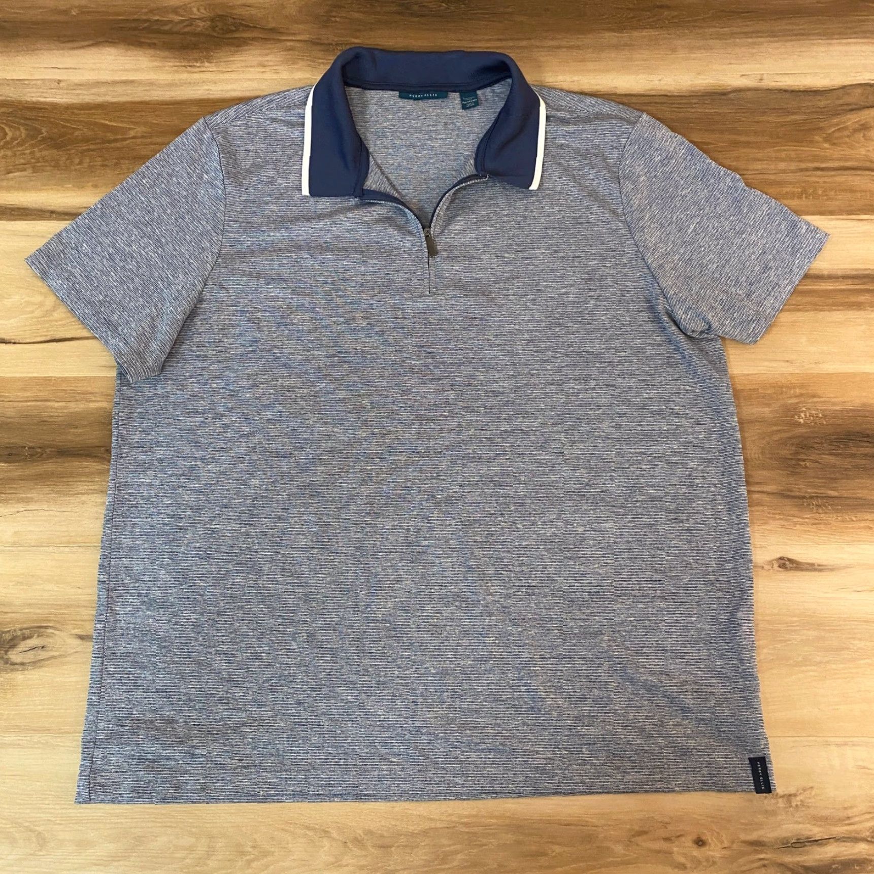 Perry Ellis Perry Ellis Polo Shirt Mens XXL Blue Heather Short Sleeve 1/4 Zip Pullover Polo Shirt Big & Tall Contemporary Golf Active Wear Mens Clothing Size US XXL / EU 58 / 5 - 2 Thumbnail
