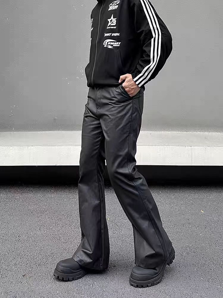 Jean Black casual leather pants Size US 32 / EU 48 - 5 Thumbnail
