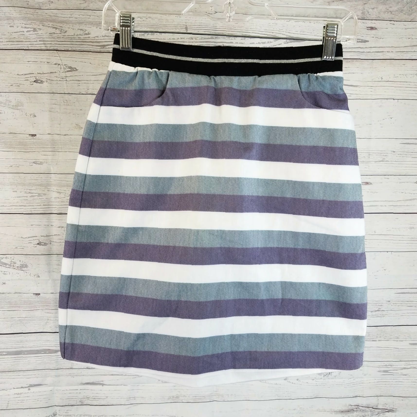 Vintage 41Hawthorn Iris Skirt XS Purple Striped A-Line Cotton Blend Women's Skirt Size 26" / US 2 / IT 38 - 2 Thumbnail