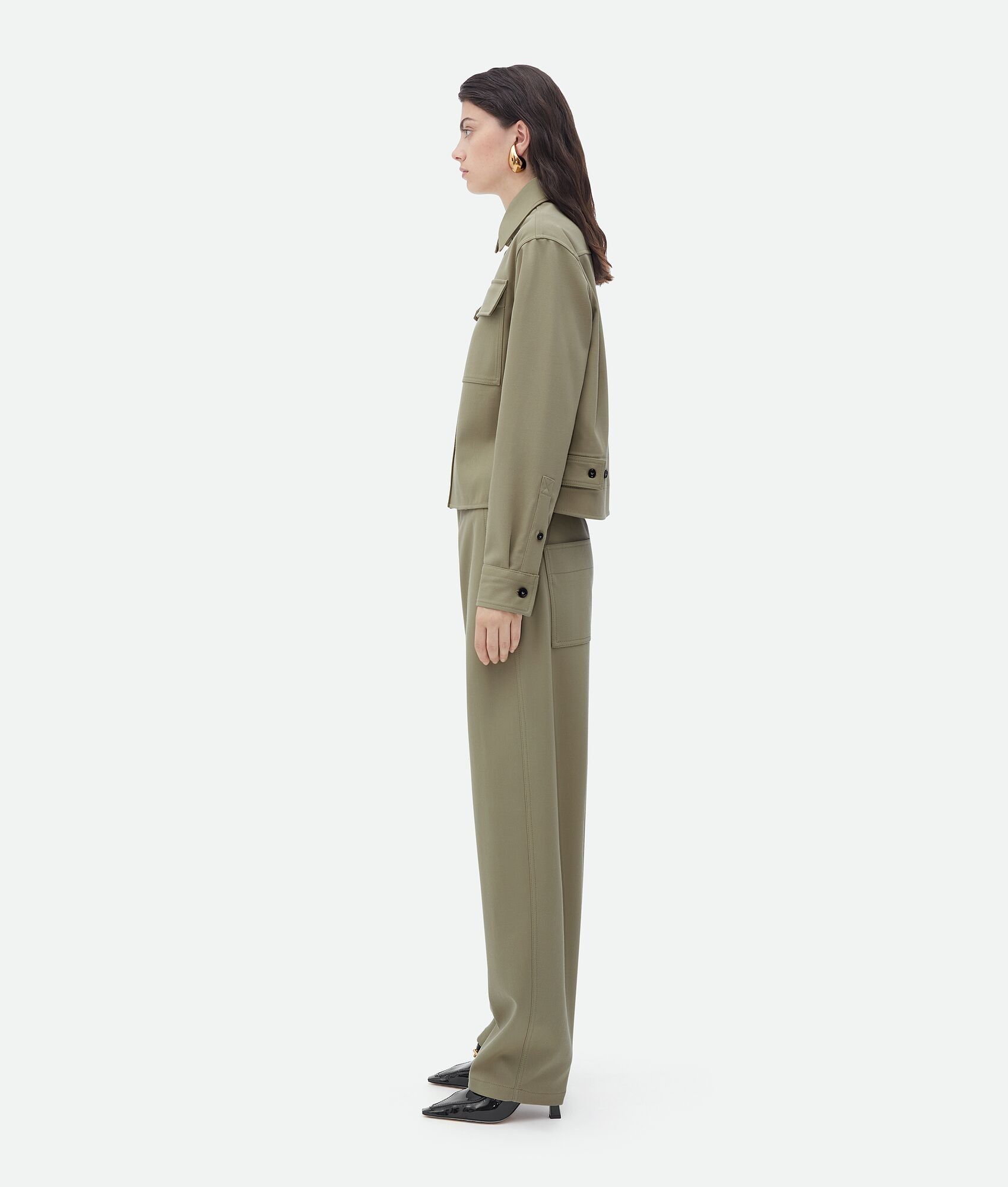 Bottega Veneta o1n1vont0525 Grain De Poudre Shirt in Travertine Size XXS / US 00 / IT 34 - 2 Thumbnail