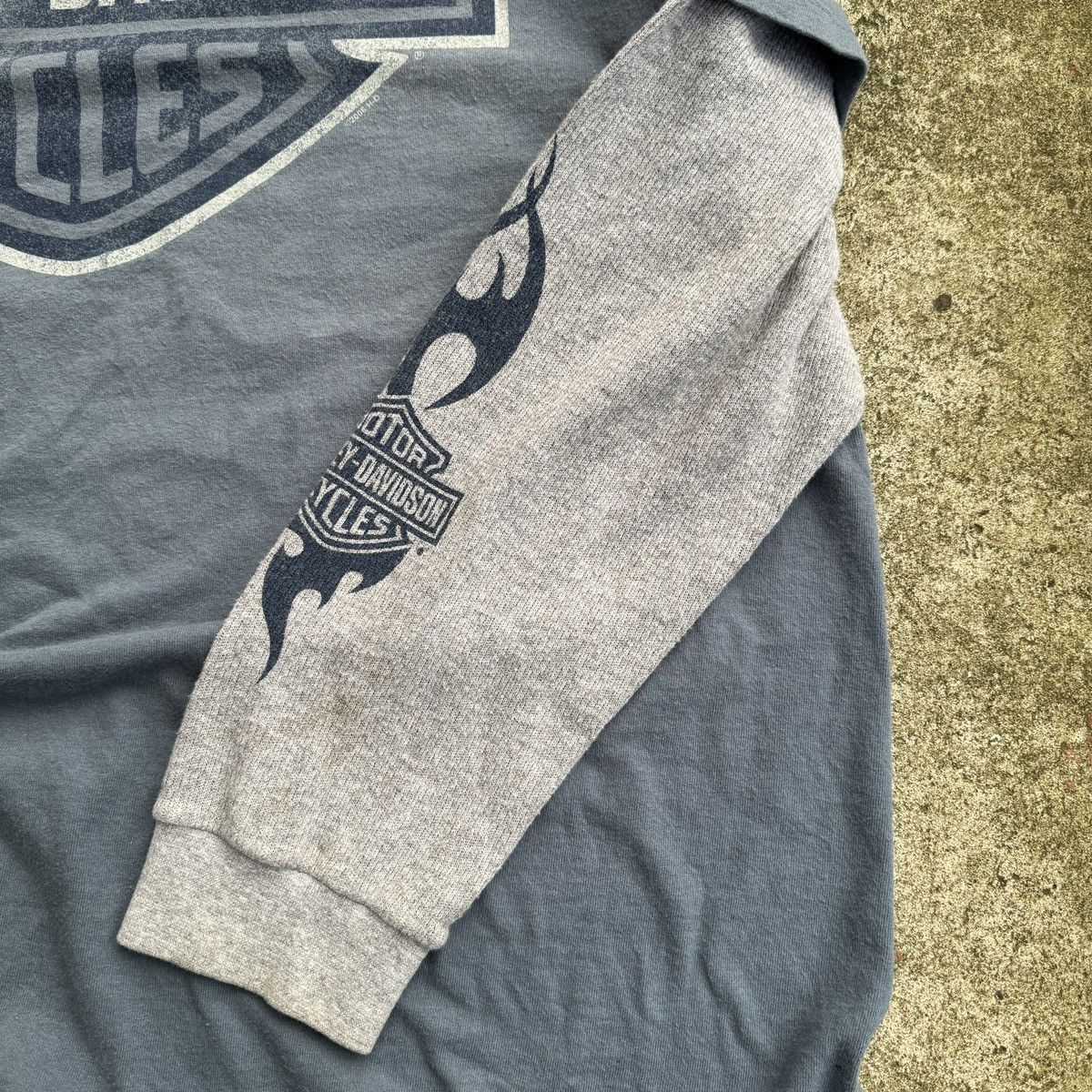 Harley Davidson Harley Faded Metal Flame Longsleeve Thermal Shirt ERD Grunge Size US XXL / EU 58 / 5 - 13 Thumbnail