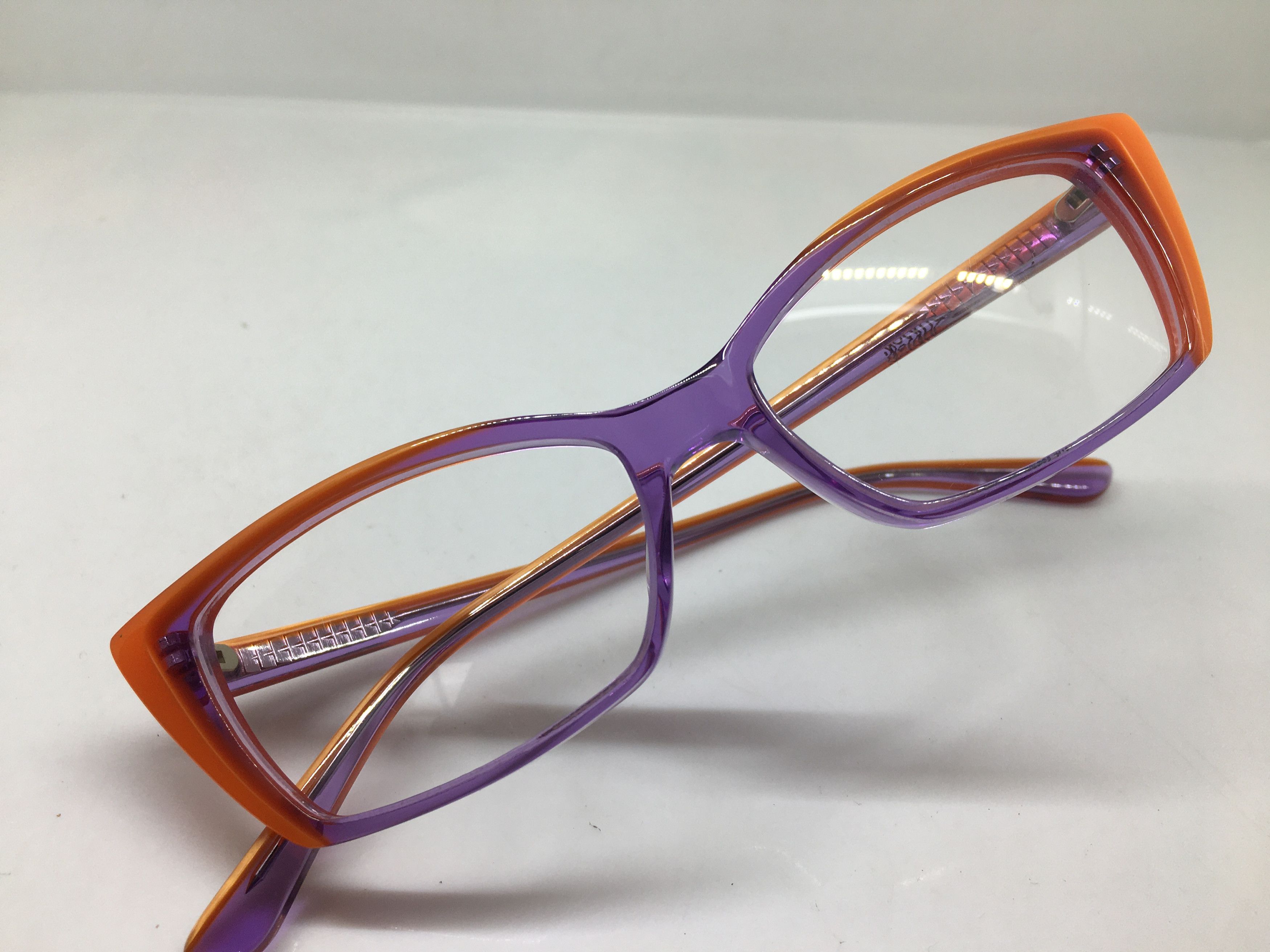 Betsey Johnson Betsey Johnson Clear Purple Orange Cat Eye Eyeglasses Size ONE SIZE - 5 Thumbnail