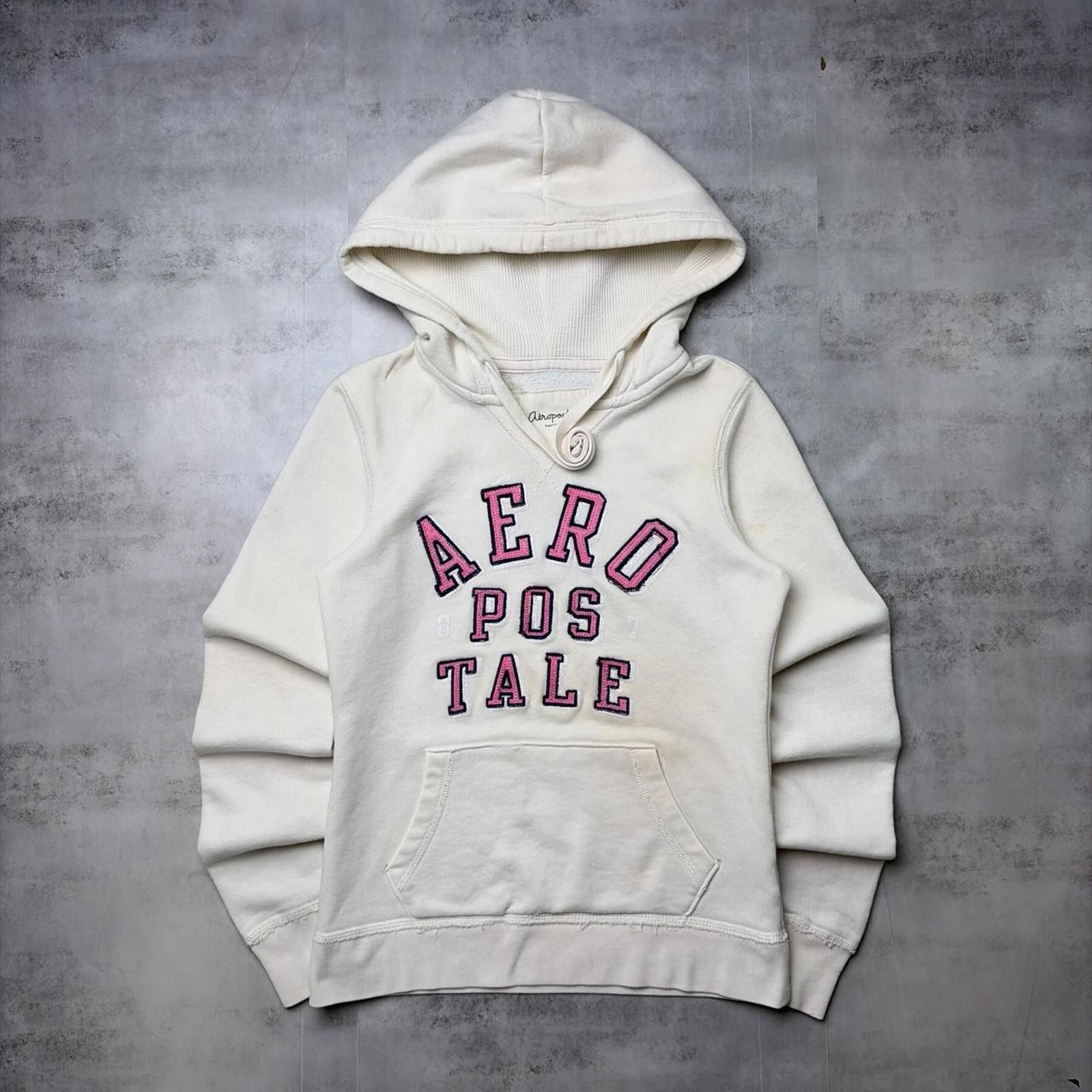 Aeropostale Y2K White Aeropostale Grunge Skater Thermal Hoodie Size S / US 4 / IT 40 - 1 Thumbnail