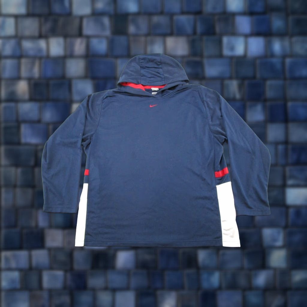 Nike VINTAGE Nike Center Swoosh Hoodie Men XL Blue Nike Sportswear Pullover Hooded 90s Sweatshirt Size US XL / EU 56 / 4 - 1 Thumbnail