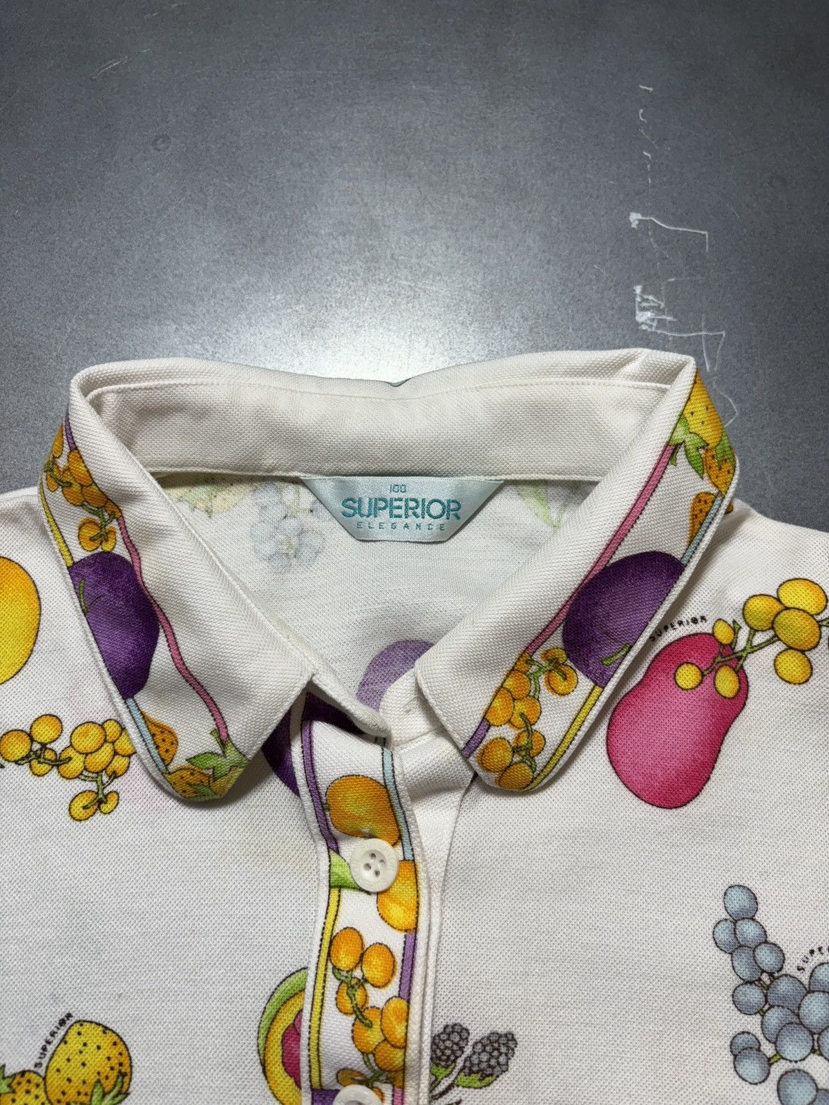 Vintage Vintage All Over Print Fruit Bowl Short Sleeve Polo Shirt Size US S / EU 44-46 / 1 - 3 Thumbnail