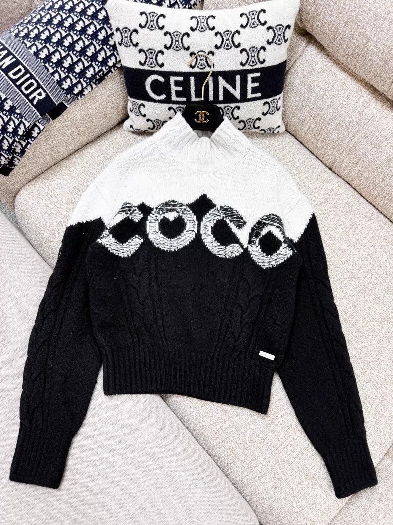 Chanel Chanel Long-sleeved knitted sweater with black coco letter Size XXS / US 00 / IT 34 - 3 Thumbnail