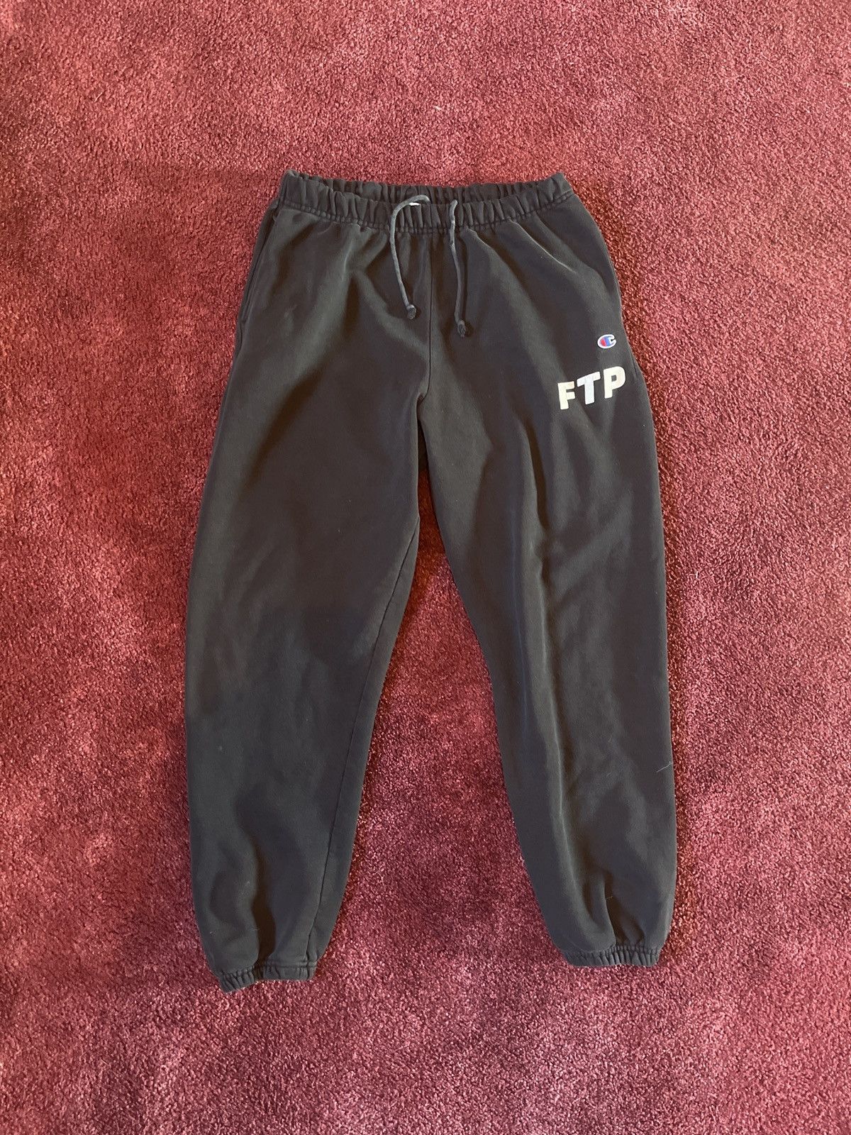 image of Fuck The Population Ftp Champion Sweatpants in Black, Men's (Size 28)