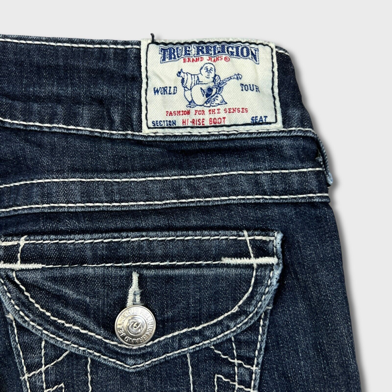 True Religion × Vintage True Religion Jeans 28x30 Hi-Rise Boot Distress Denim Pants Size 28" / US 6 / IT 42 - 6 Thumbnail