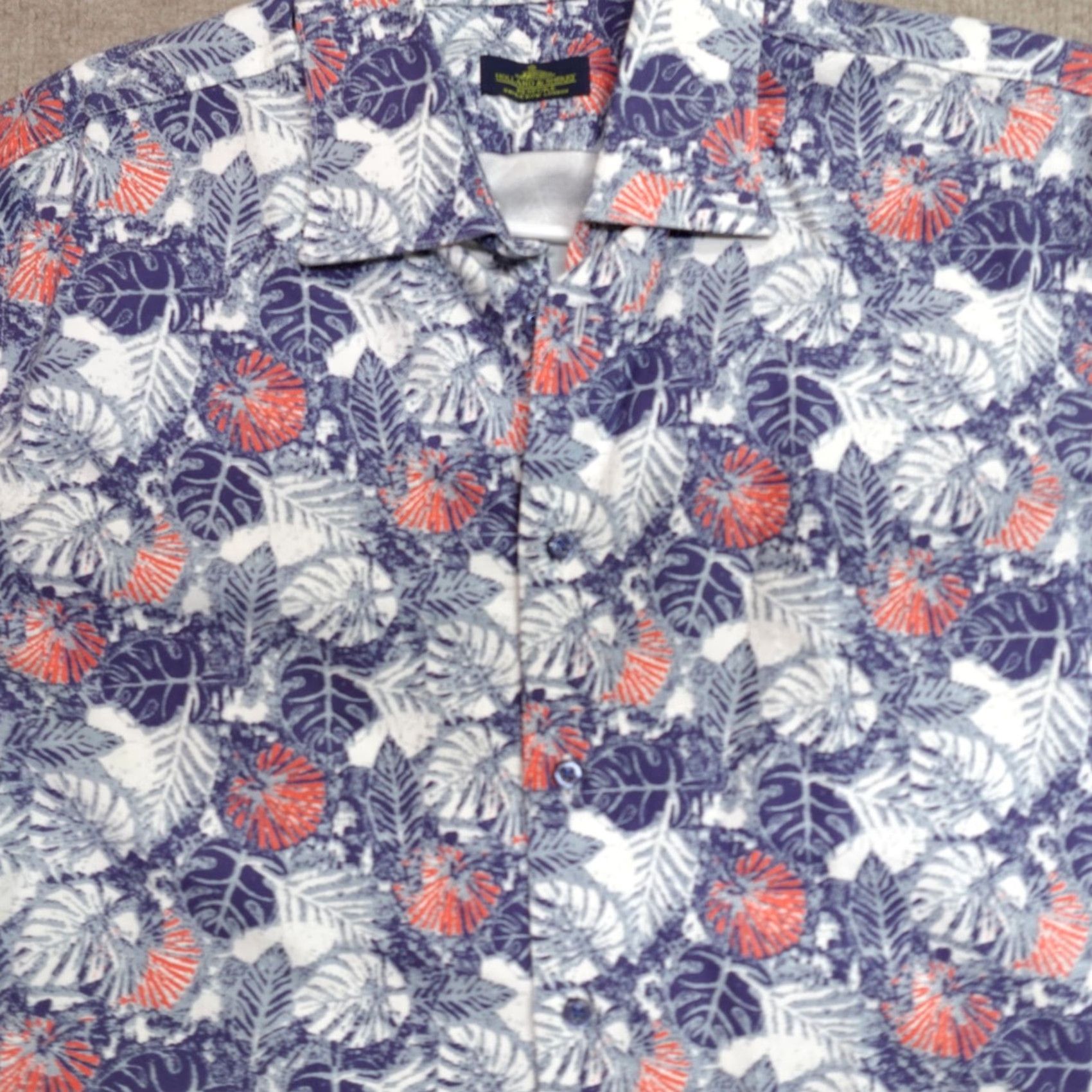 Gloverall Holland & Sherry Shirt Large Blue Floral Print All Over Cotton Custom Made Size US L / EU 52-54 / 3 - 2 Thumbnail