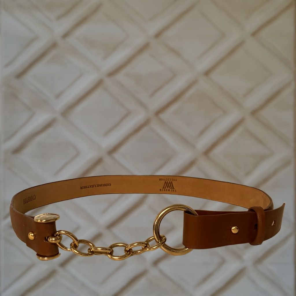 Vintage The World Collection Belt Chain Leather Buckle Genuine Leather Small Brown Womens C101BT00 S Size ONE SIZE - 1 Thumbnail