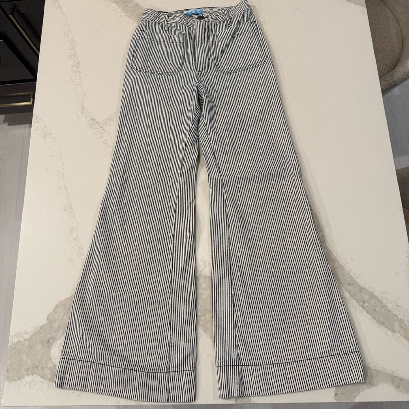 Show Me Your MuMu Show Me Your Mumu Farrah Flare Striped Denim Jeans Womens 27 Size 27" / US 4 / IT 40 - 2 Thumbnail