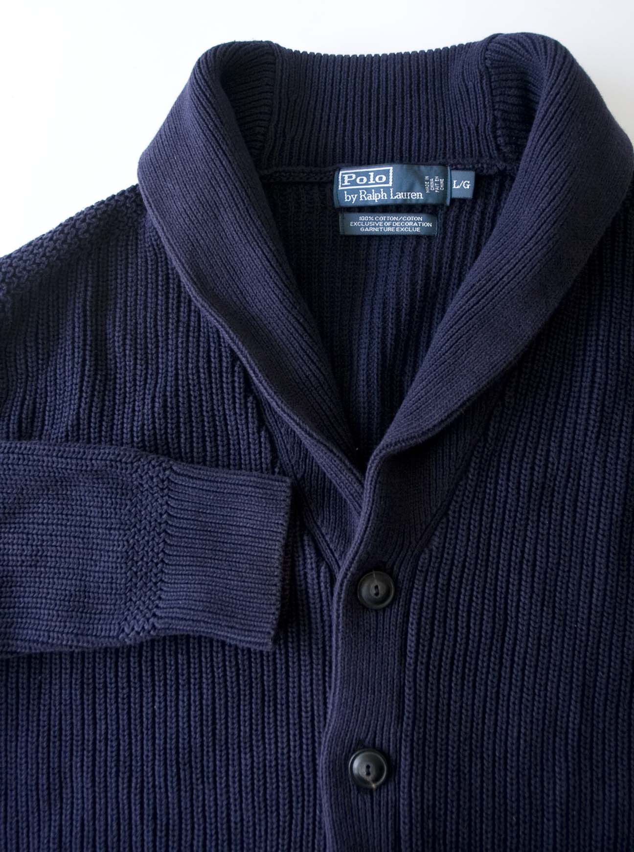 Ralph Lauren Ralph Lauren Shawl Sweater Cardigan Size L Cotton Dark Blue Size US L / EU 52-54 / 3 - 3 Thumbnail