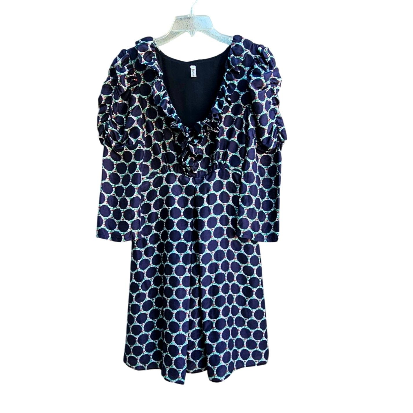 Tsumori Chisato Tsumori Chisato Silk Ruffle Dress Navy Dot Print Size M Fits Size M / US 6-8 / IT 42-44 - 12 Thumbnail