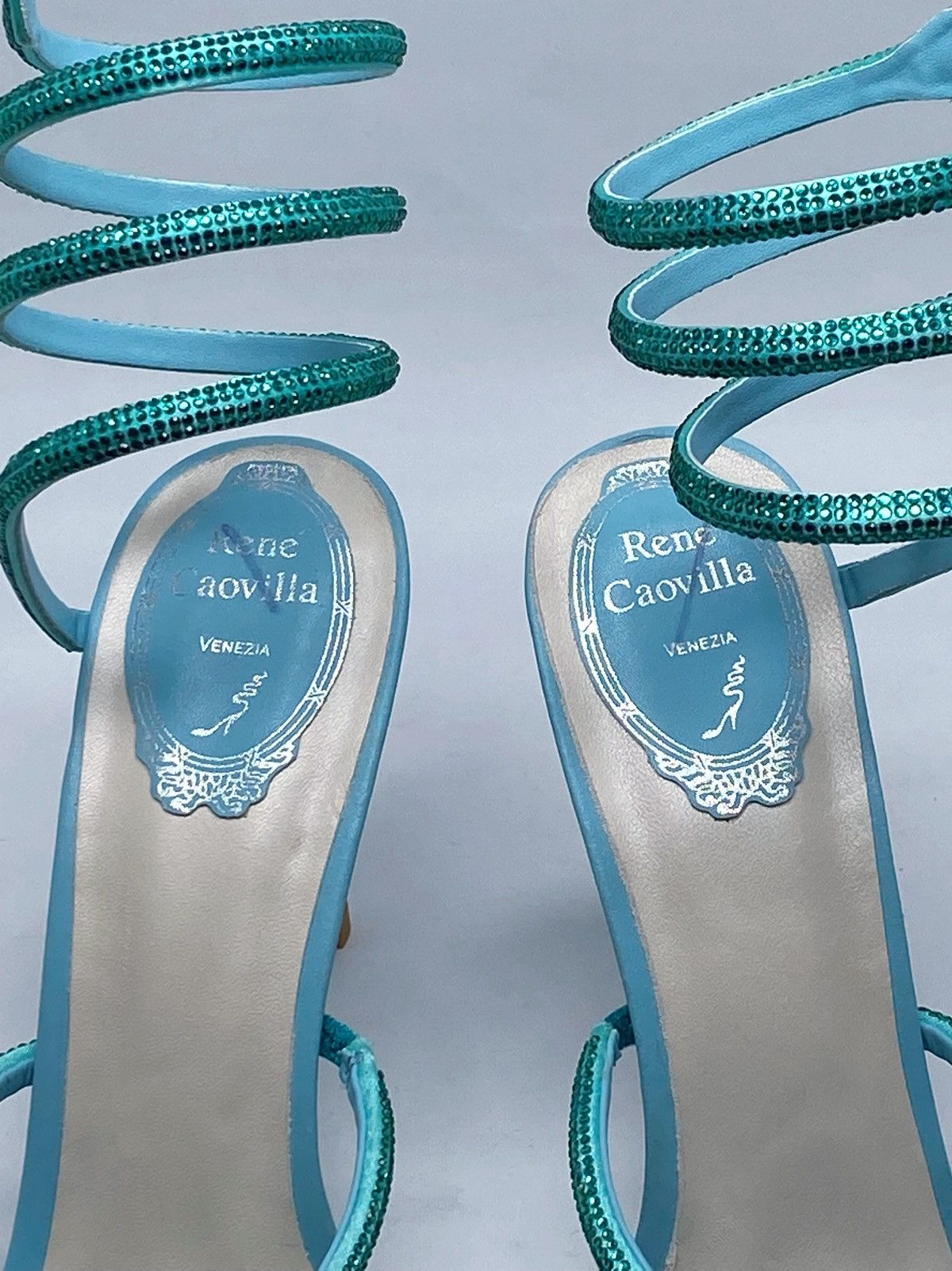 Rene Caovilla Rene Caovilla Blue Cleo Sandal With Crystals 105 size 40 Size US 10 / IT 40 - 5 Thumbnail