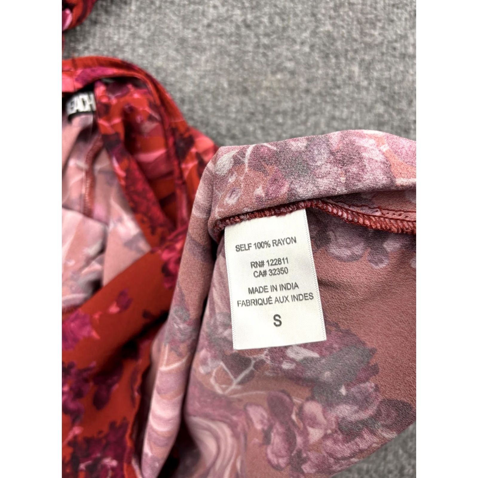 Beach Riot VINTAGE Beach Riot Dress Womens Small Red Pink Floral Halter Tie Neck Open Back Rayon Size S / US 4 / IT 40 - 5 Thumbnail