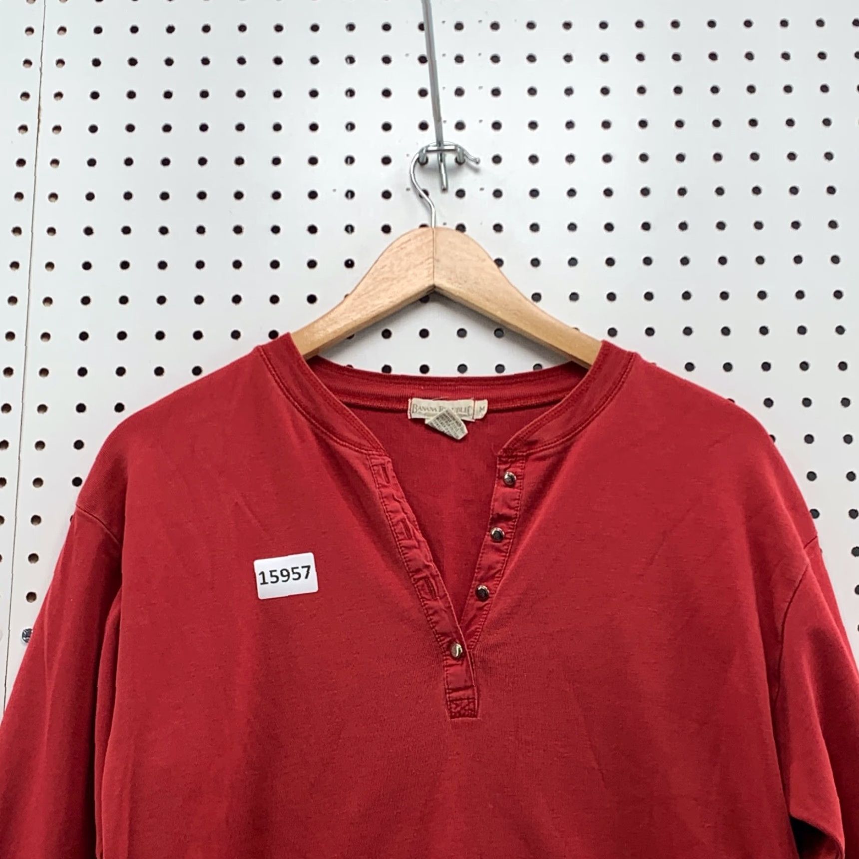 Banana Republic VINTAGE Banana Republic Henley Shirt Womens Medium Red Long Sleeve Size M / US 6-8 / IT 42-44 - 7 Thumbnail