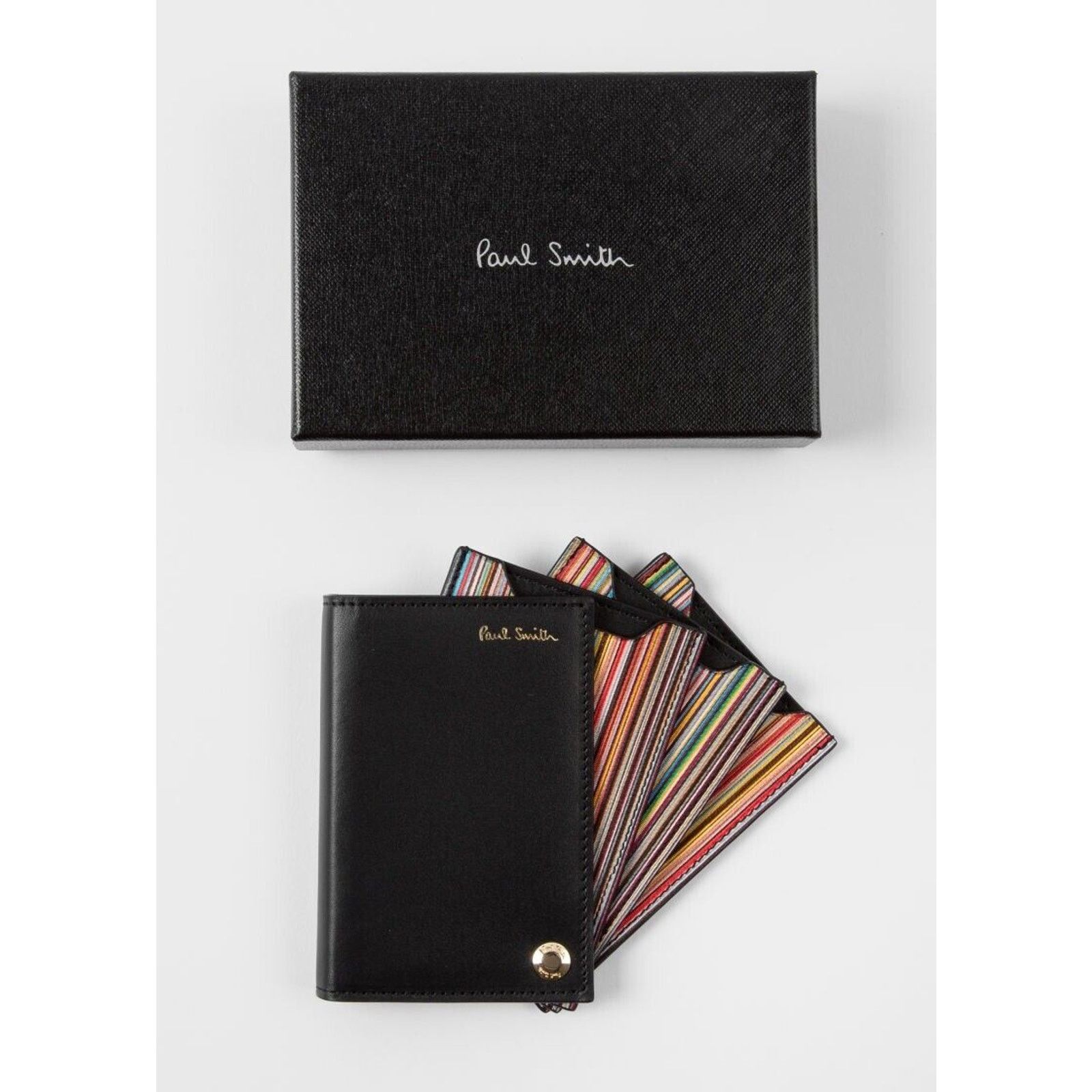 Paul Smith NWT $265 Paul Smith Leather Stripe Pivot Card Wallet, Italy. Size ONE SIZE - 3 Thumbnail