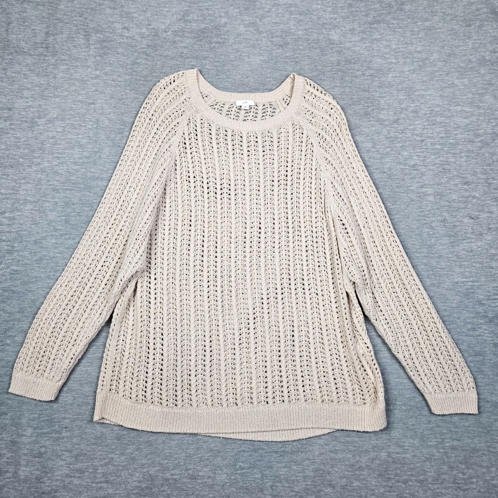 J. Jill J.JILL Beige Beachy Open Knit Tunic Sweater Women's Size M Size M / US 6-8 / IT 42-44 - 2 Thumbnail