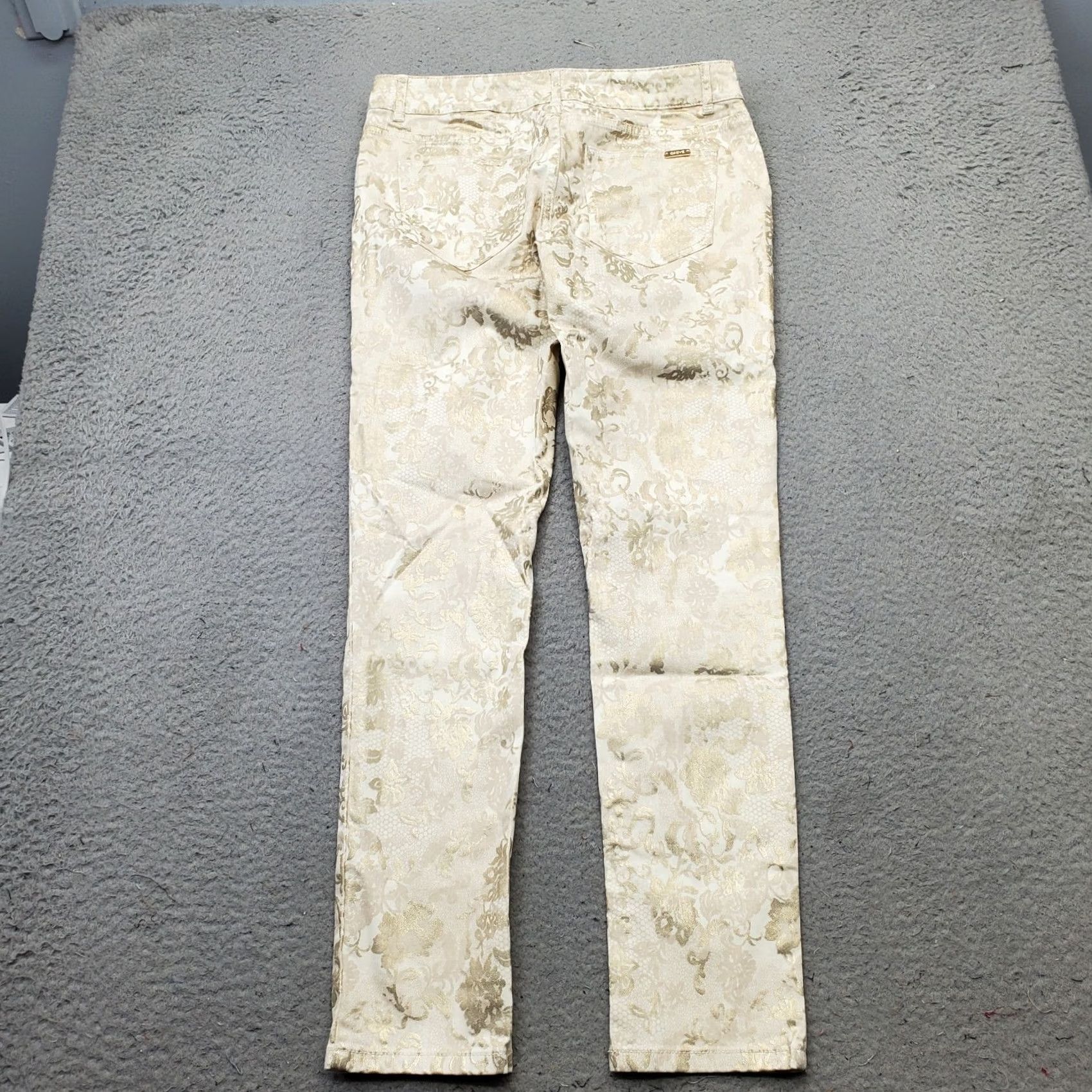 Vintage Caché Jeans Womens 4 Multi Denim Jacquard Print Skinny Leg Streetwear Shirt? Size 27" / US 4 / IT 40 - 2 Thumbnail