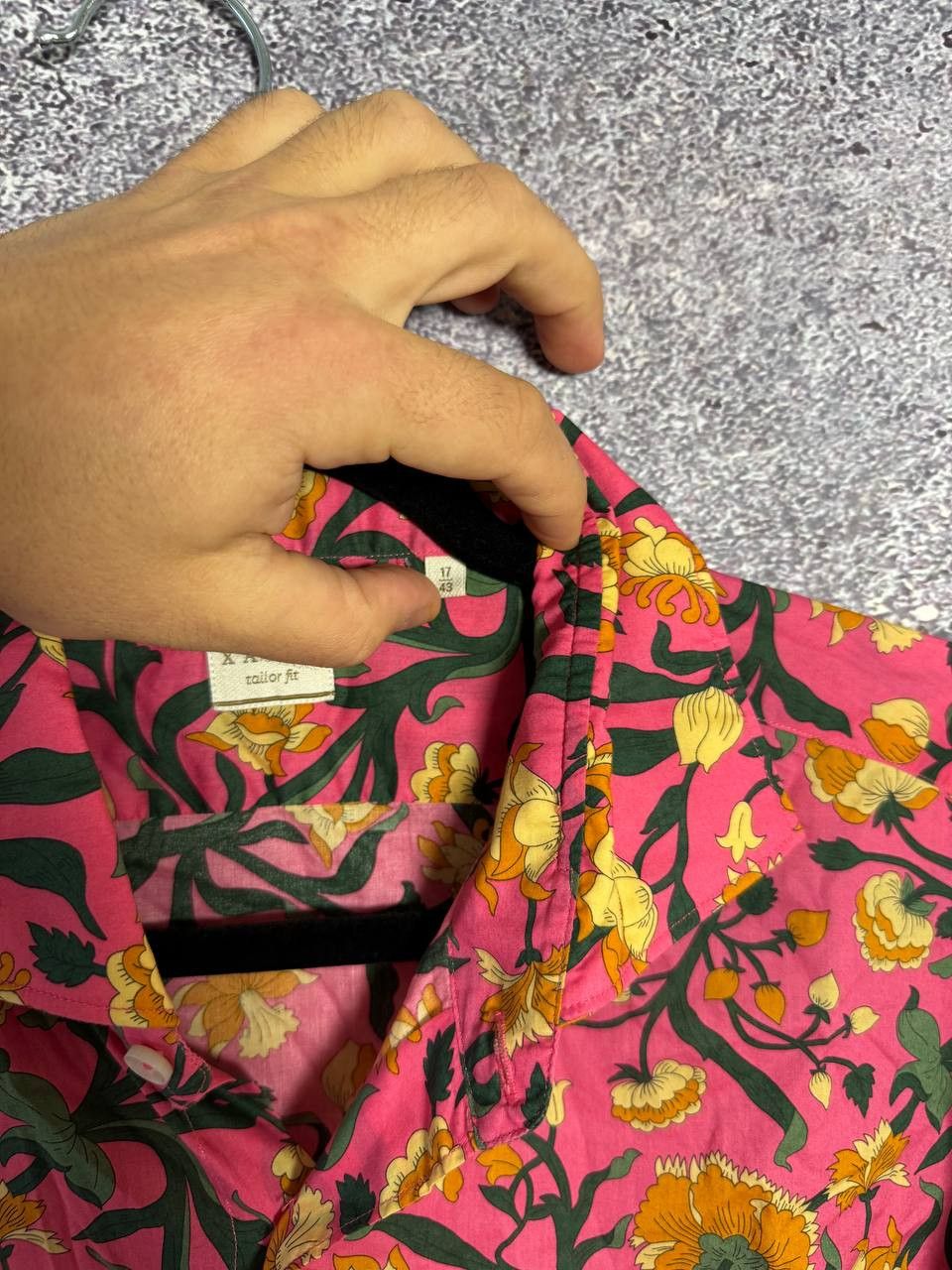 Designer × Vintage Xacus Size 17/43 Evolution Fit Pink Shirt Floral Print Size US L / EU 52-54 / 3 - 10 Thumbnail