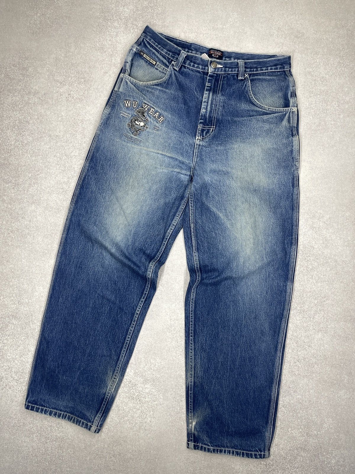 Wu-Tang Clan Vintage Wu Tang Clan Wu Wear Baggy Denim Jeans Blue Big Logo Size US 34 / EU 50 - 8 Thumbnail