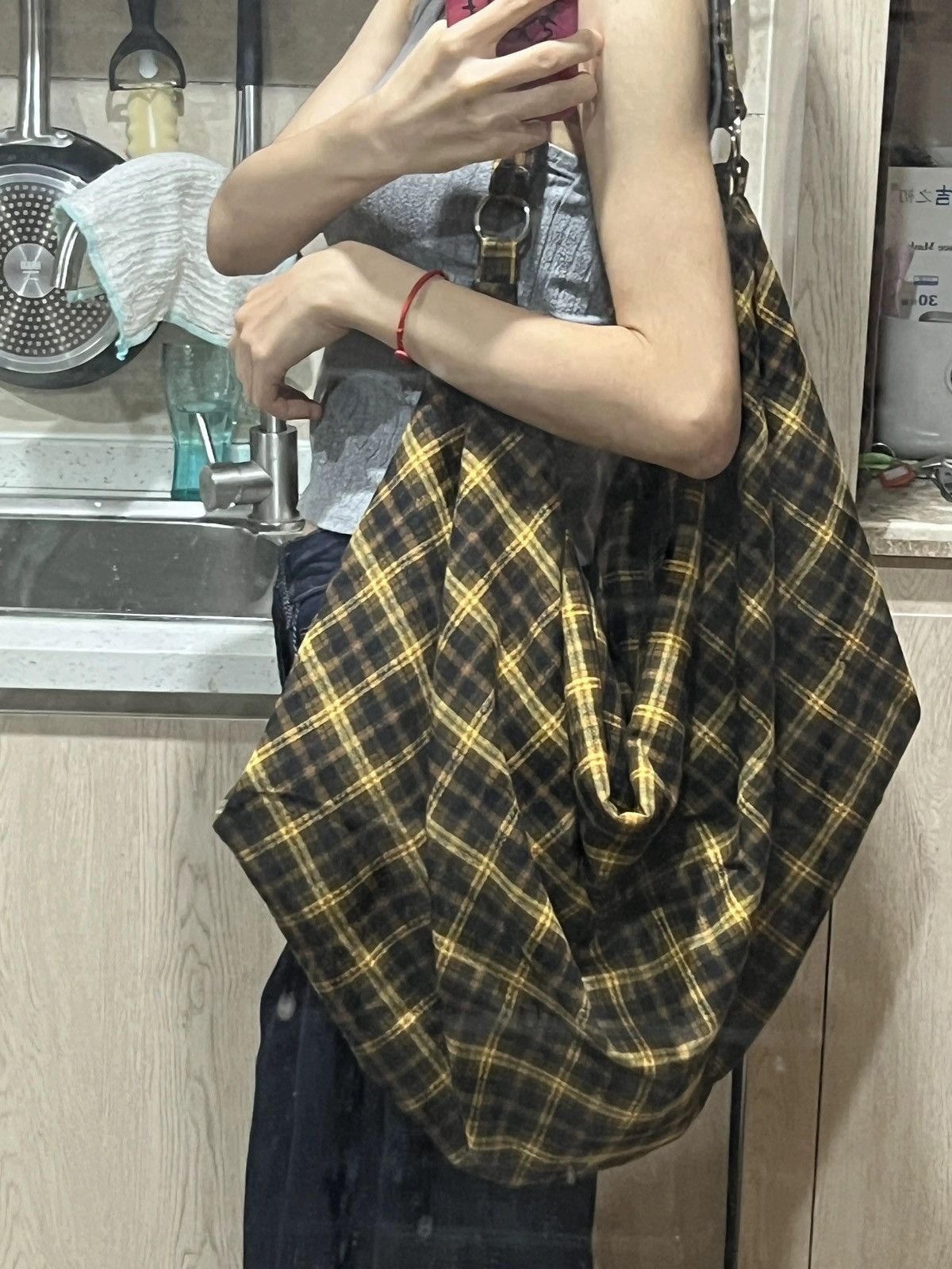 Japanese Brand Vintage Plaid Large Capacity Cotton Crossbody Bag Size ONE SIZE - 1 Thumbnail