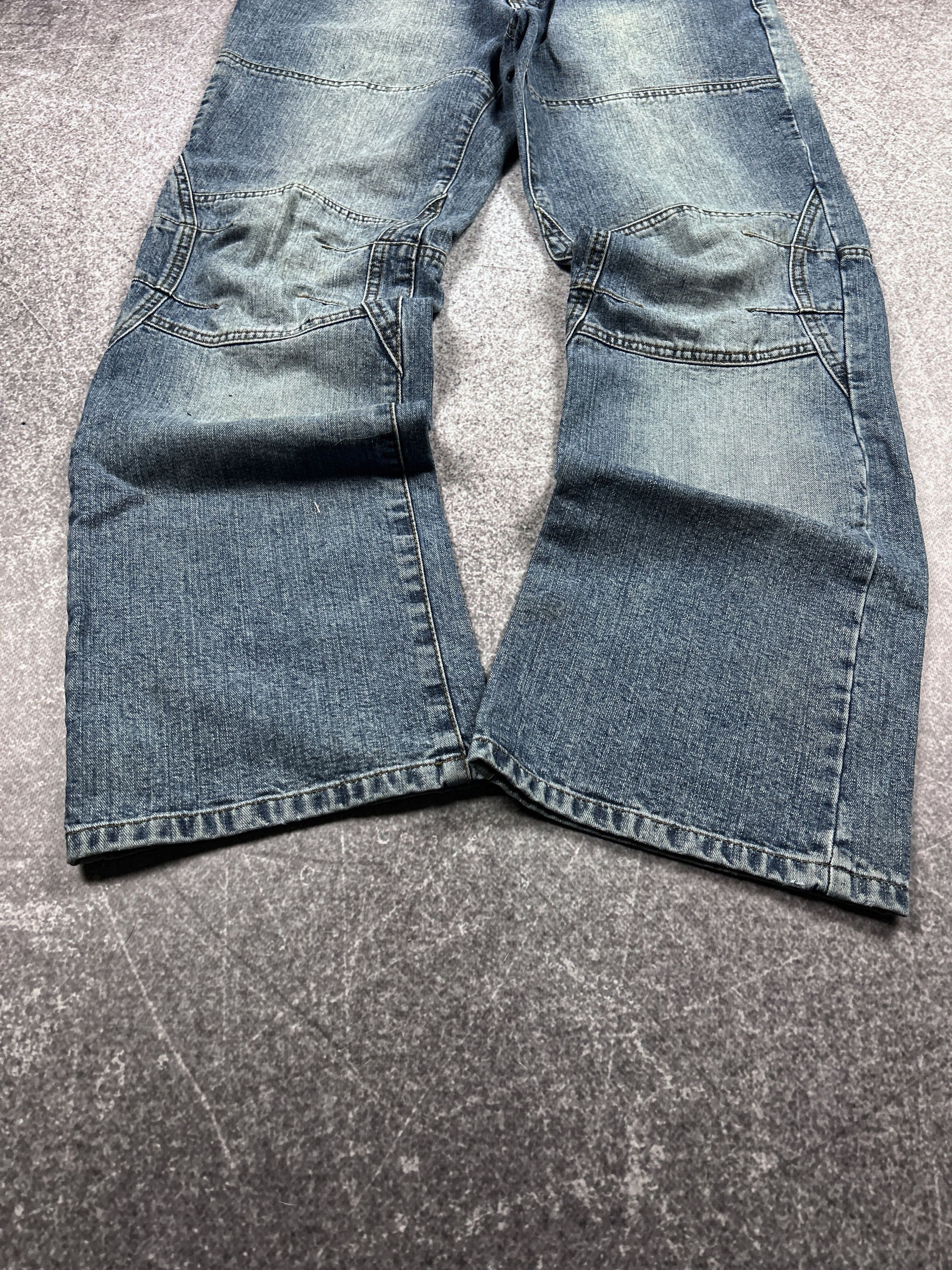 Vintage Y2K Wide Leg Panel Denim Jeans Baggy Skater Distressed Fade Size US 32 / EU 48 - 3 Thumbnail