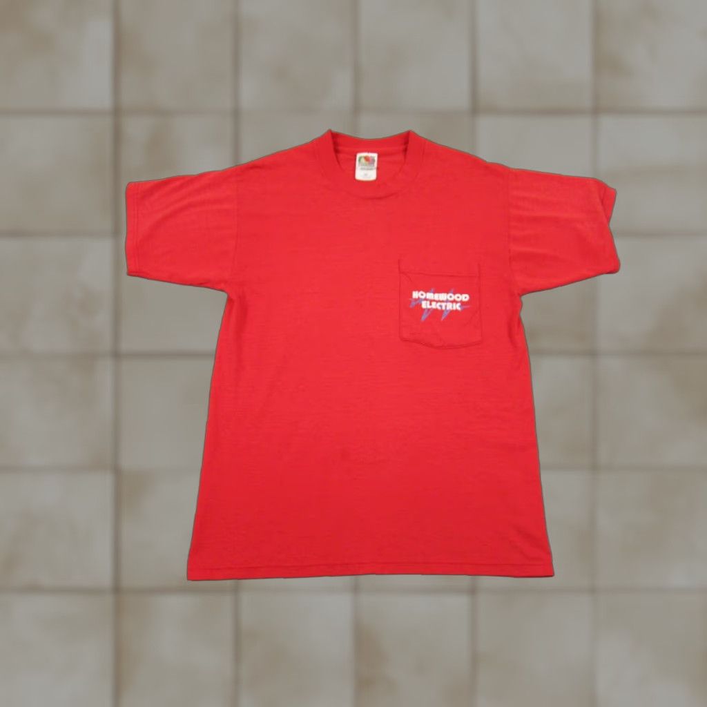 Fruit Of The Loom VINTAGE Fruit of the Loom Shirt Mens M Red Pocket 90s Electrician T-Shirt Size US M / EU 48-50 / 2 - 1 Thumbnail