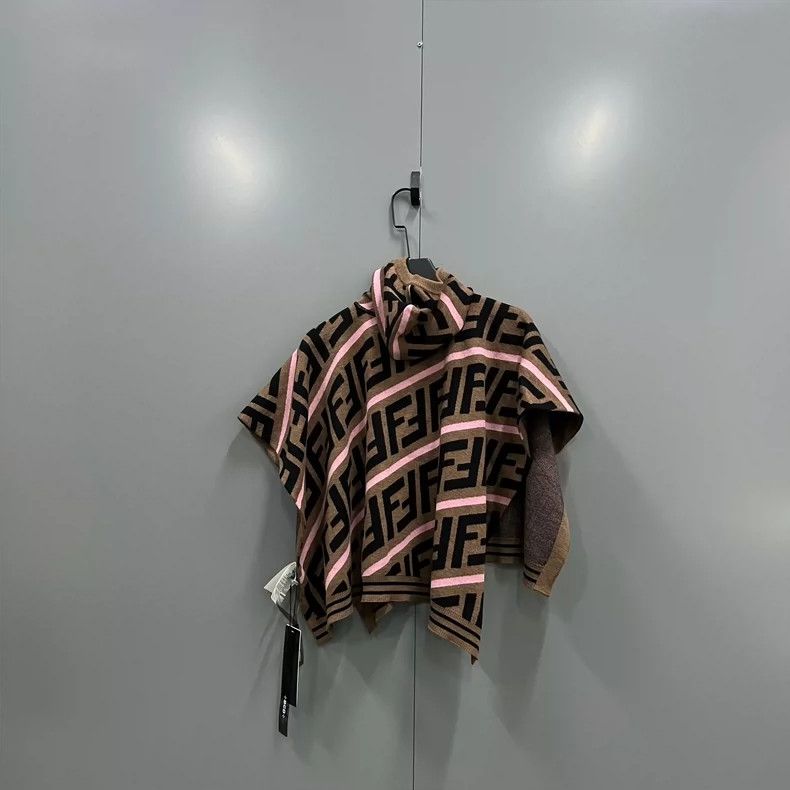 Fendi size 11 Brown full-print FF cloak