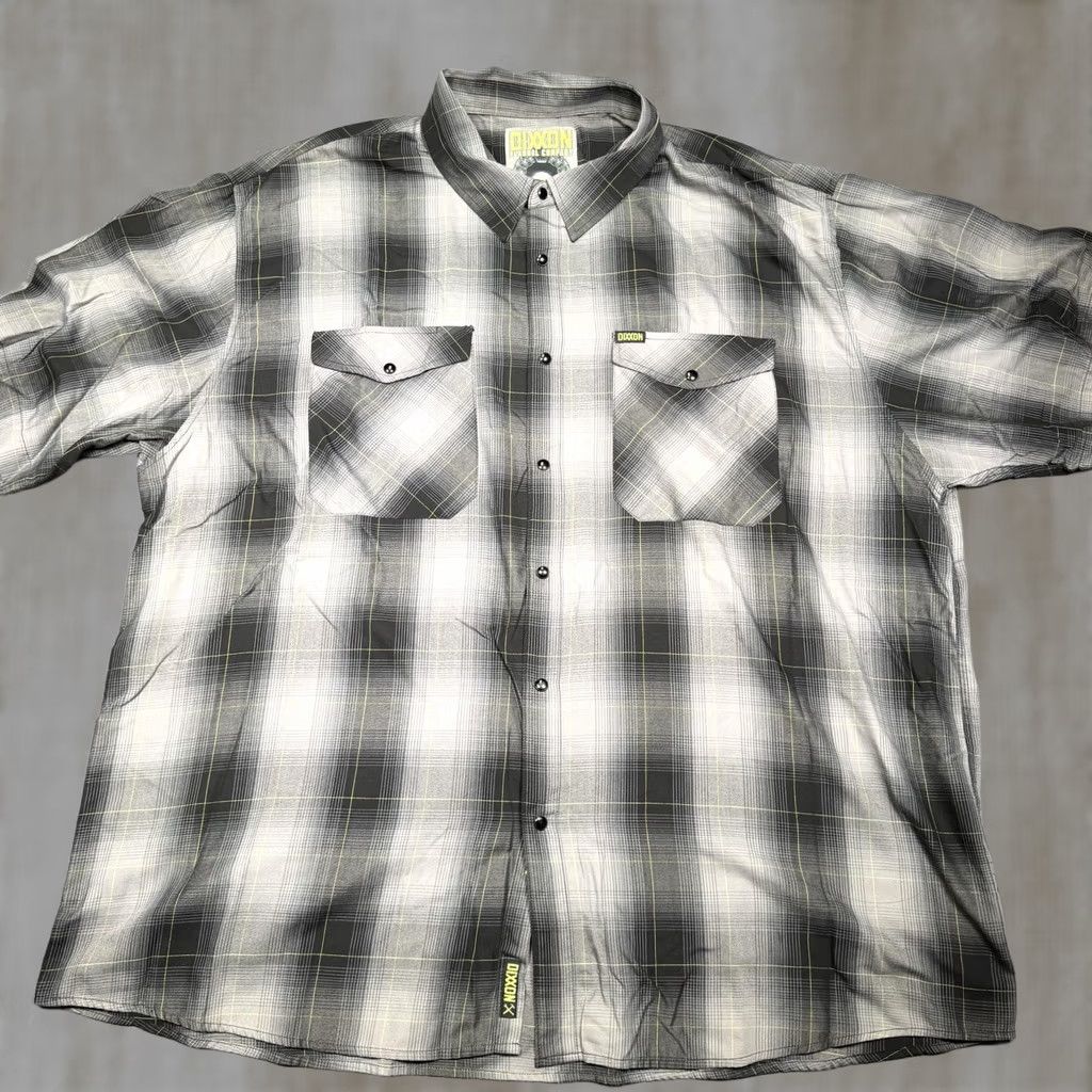 Vintage Dixxon Shirt Mens 5XL Gray End Of The Tunnel Plaid Short Sleeve Snap Button Up Size US XXL / EU 58 / 5 - 1 Thumbnail