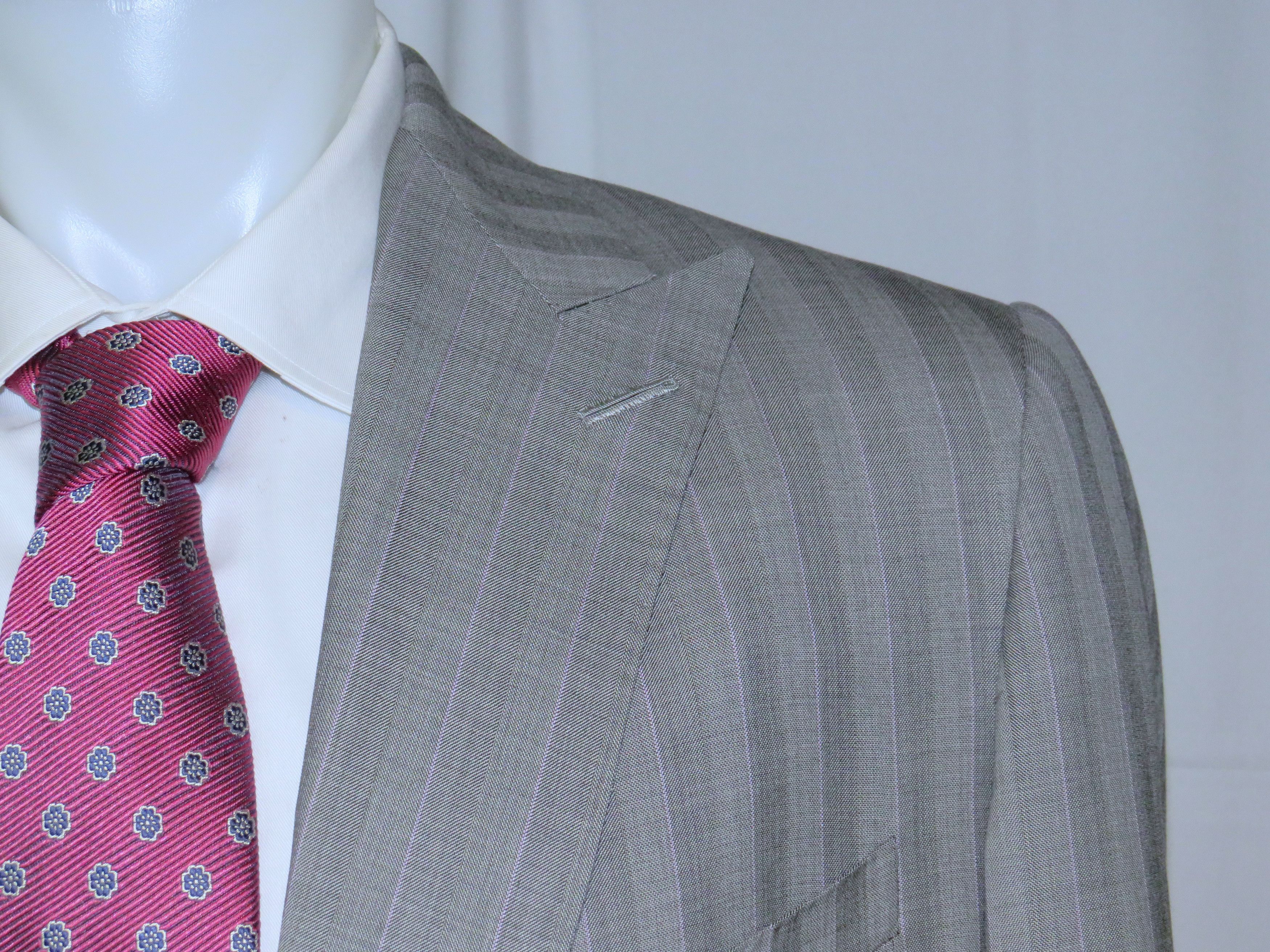 Alan Flusser Gray Stripe Bespoke Peak Lapel Two Button Suit 42R Size 42R - 7 Thumbnail