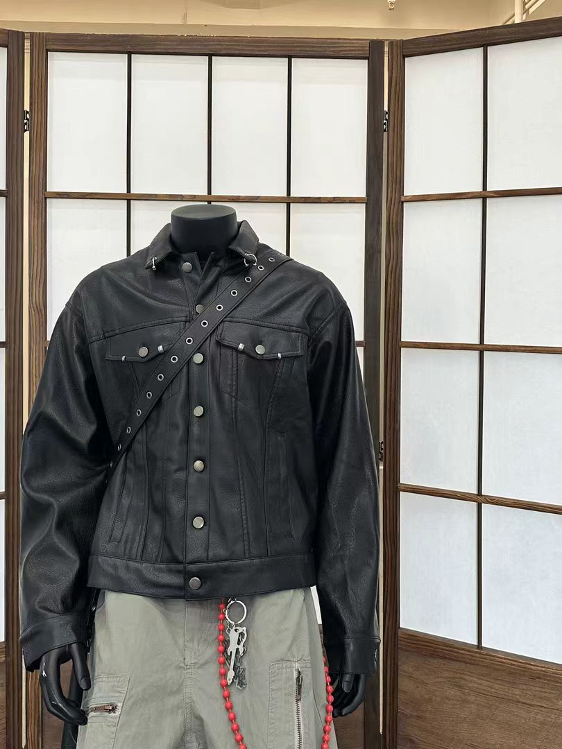 Japanese Brand Vintage Street Punk Button Down PU Leather Jacket Coat Size US M / EU 48-50 / 2 - 1 Thumbnail
